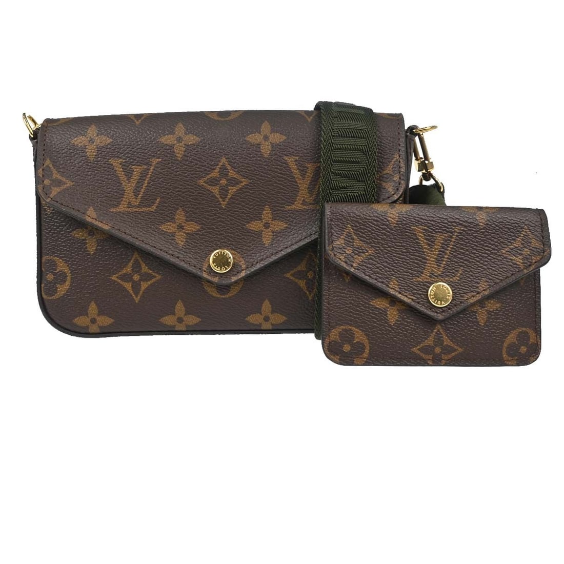 Louis Vuitton Felicie Strap and Go Monogram Canvas Bag: Louis Vuitton Felicie Strap and Go Monogram Canvas Bag Louis Vuitton Felicie Strap & Go in brown monogram canvas, designed for women. Made in France, this piece measures 16 cm x 11 cm x 3 cm and is pr