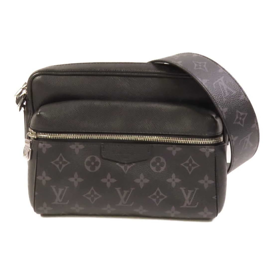 Louis Vuitton M30233 Outdoor Messenger Shoulder Bag Monogram Eclipse Taiga: Louis Vuitton M30233 Outdoor Messenger Shoulder Bag Monogram Eclipse Taiga Louis Vuitton Outdoor Messenger shoulder bag in black Monogram Eclipse and Taiga design. This men's bag features PVC coated c