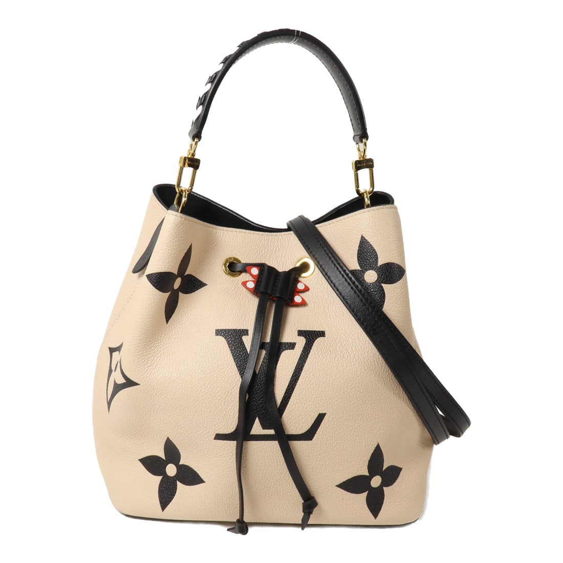Louis Vuitton Crafty Neo Noe MM Beige Monogram Giant Bag M56889: Louis Vuitton Crafty Neo Noe MM Beige Monogram Giant Bag M56889 Louis Vuitton Crafty Neo Noe MM 2-way shoulder bag in Monogram Giant and calfskin. This women's bag features a beige and black colorway,
