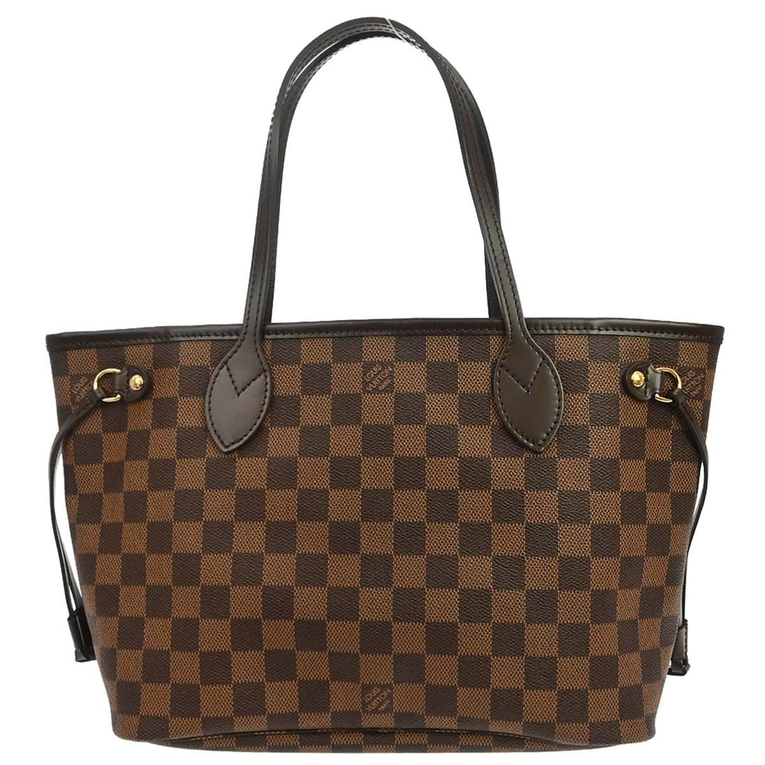 Louis Vuitton Neverfull PM Damier Canvas Small Tote N51109: Louis Vuitton Neverfull PM Damier Canvas Small Tote N51109 Vintage Louis Vuitton Neverfull PM tote handbag in Damier canvas and leather with a brown Ebene finish. This women's tote features double han
