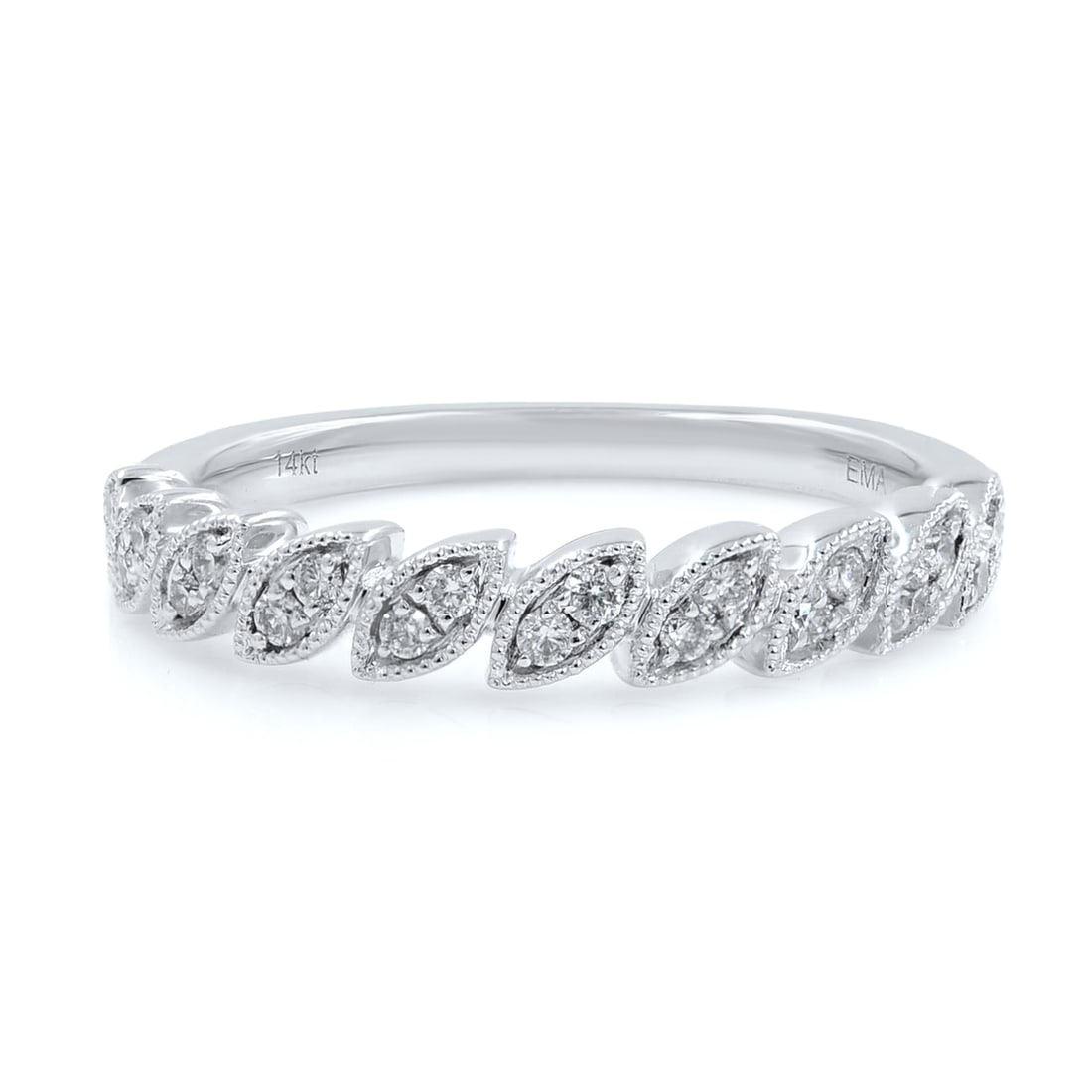 Rachel Koen 14k White Gold Stackable Diamond Band Ring 0.15 Ct Size 7 (1 of 6)