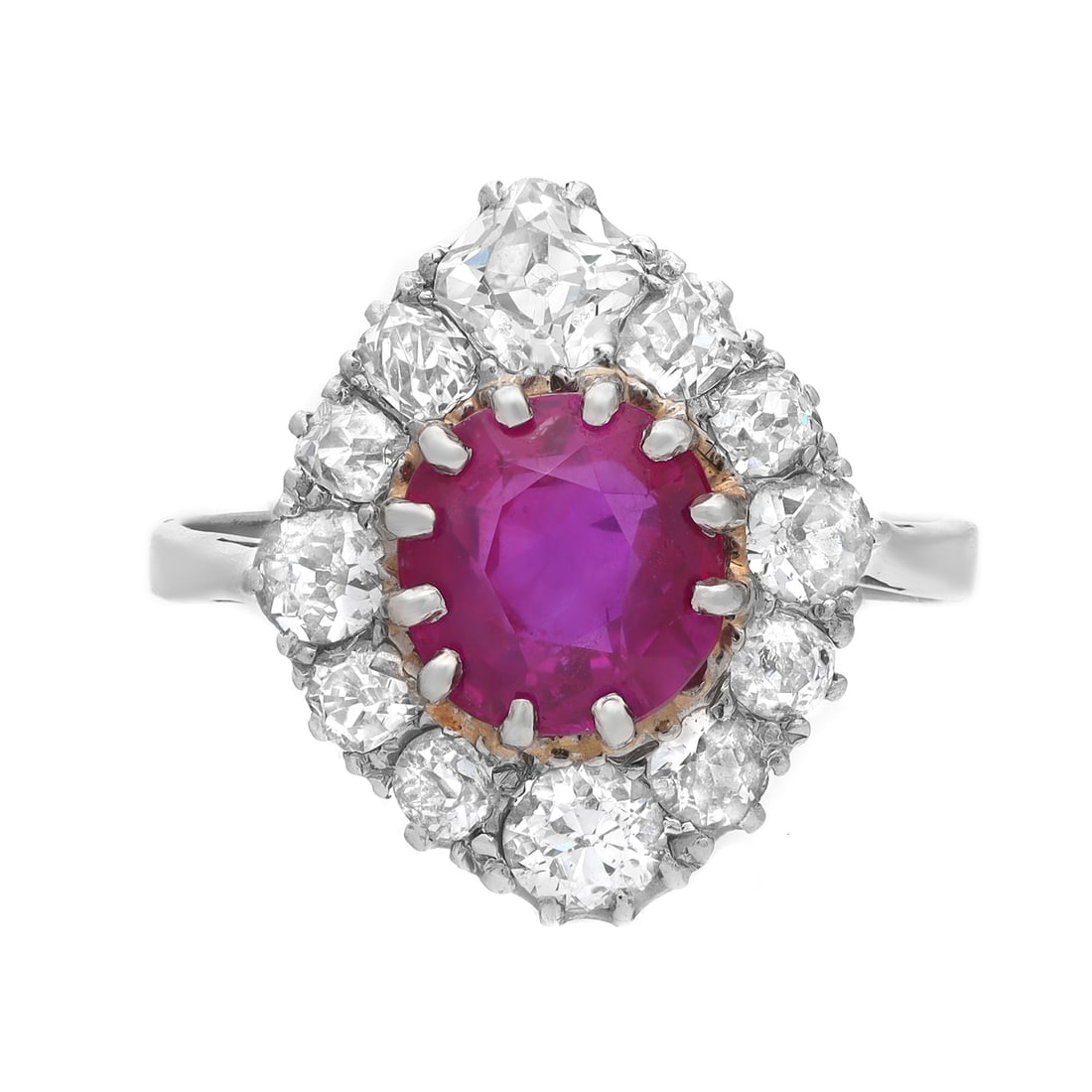 Rachel Koen Ruby Diamond Cocktail Ring Platinum 2.95 Cttw Size 6 (1 of 5)