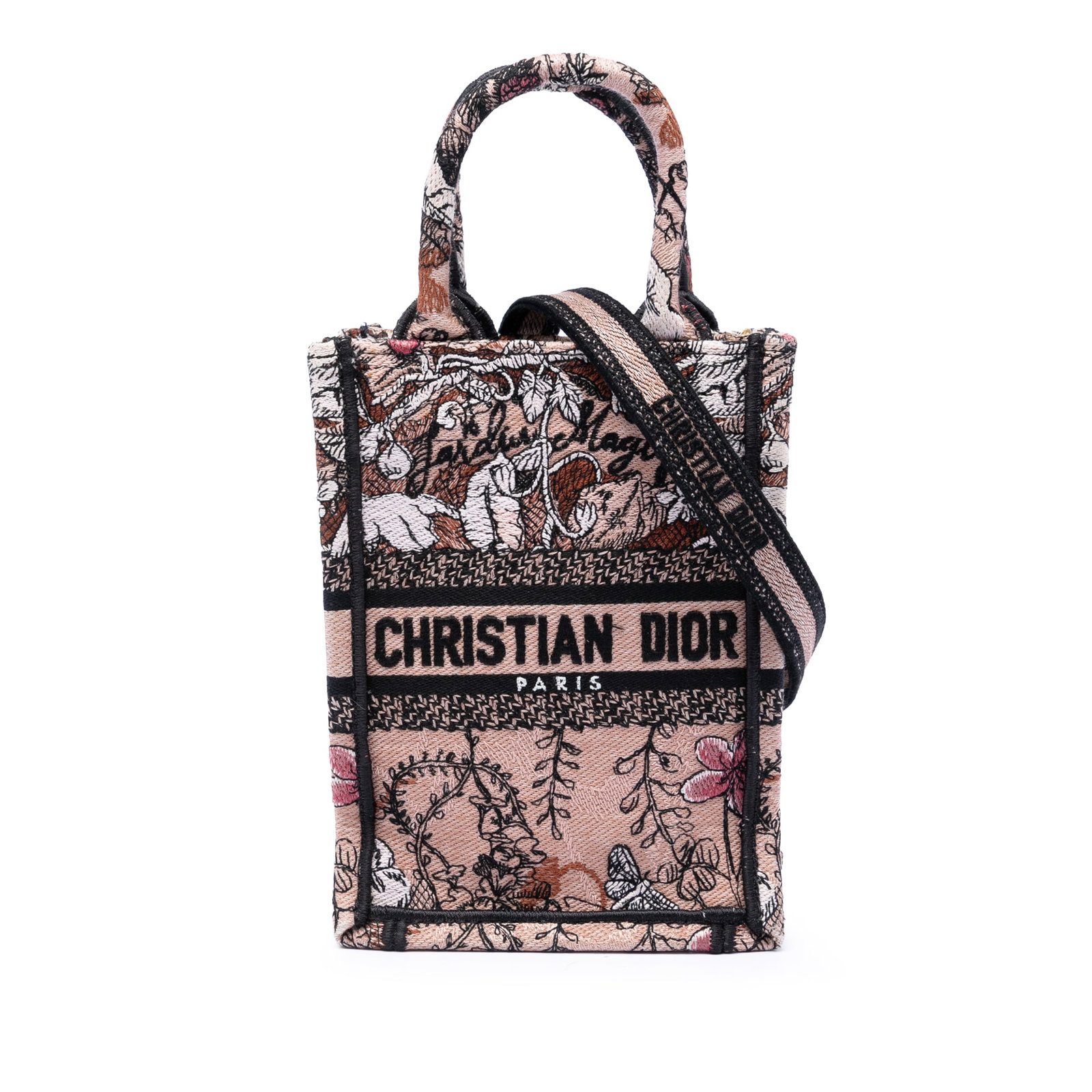 Dior Jardin Magique Mini Vertical Book Tote Embroidered Canvas Bag (1 of 5)