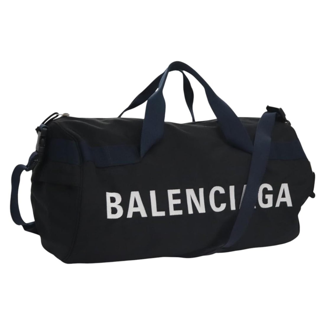 Balenciaga Canvas Boston Bag Black Silver Made in Italy: Balenciaga Canvas Boston Bag Black Silver Made in Italy Authentic Balenciaga Boston bag in black canvas with silver-tone accents. Designed for women and made in Italy, this bag features a spacious Bos