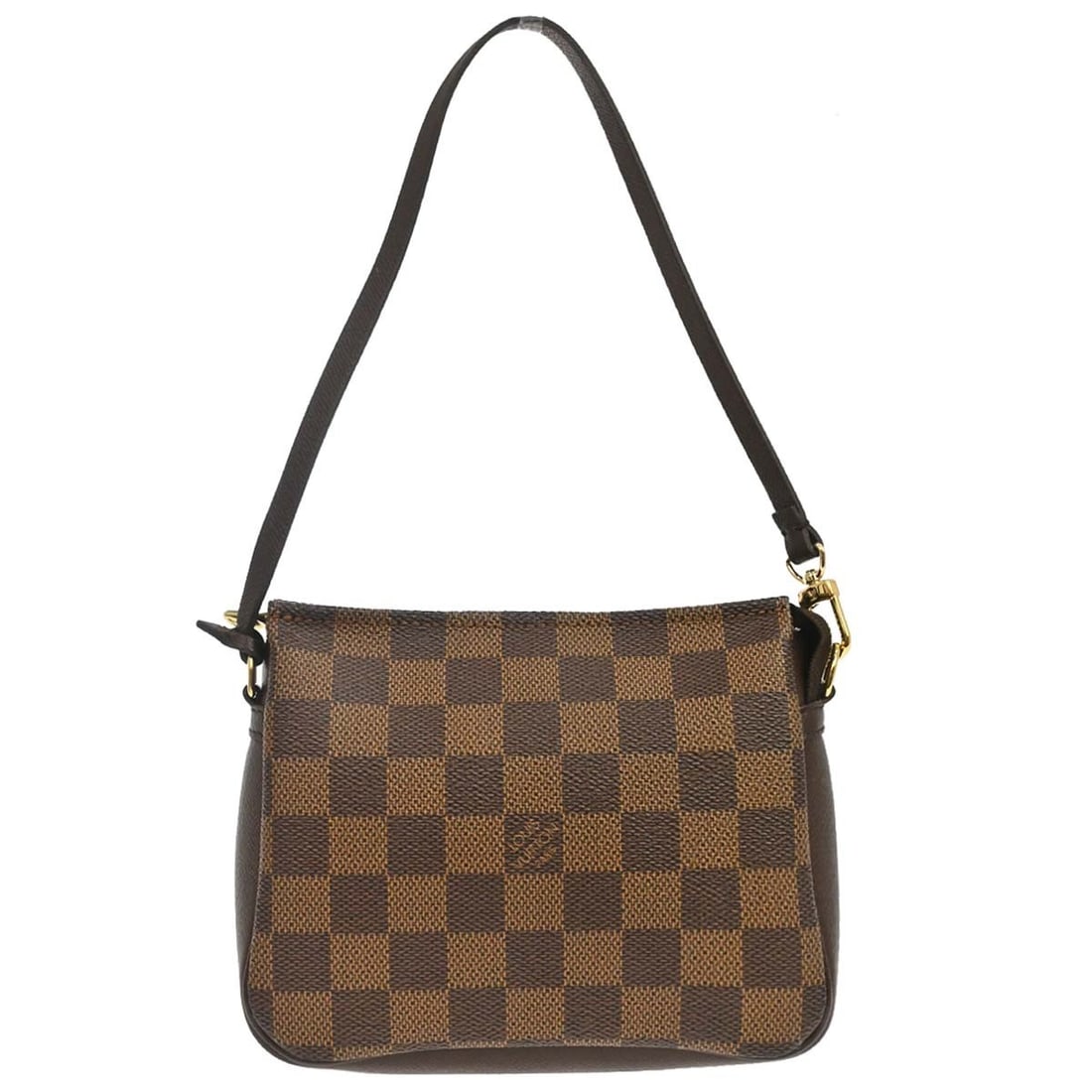 Louis Vuitton Trousse Makeup Mini Top Handle Bag Damier Ebene N51982: Louis Vuitton Trousse Makeup Mini Top Handle Bag Damier Ebene N51982 Louis Vuitton Damier Trousse Makeup handbag in mini size, featuring a check pattern, top handle, and zipper closure. It is made fro