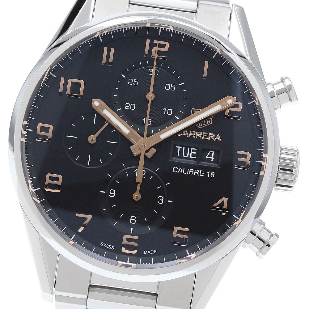 TAG Heuer Carrera Caliber 16 mens automatic chronograph watch CV2A1AB: TAG Heuer Carrera Caliber 16 mens automatic chronograph watch CV2A1AB Pre-owned TAG Heuer Carrera Caliber 16 men's wristwatch with automatic movement and a black dial. This chronograph features day-da