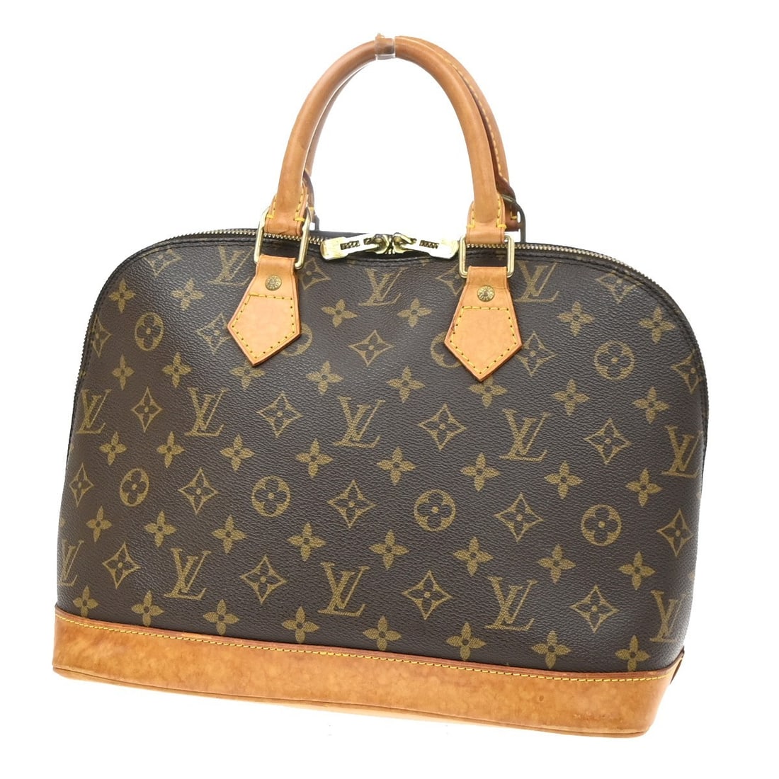 Louis Vuitton Alma Handbag Brown Monogram Canvas: Louis Vuitton Alma Handbag Brown Monogram Canvas Louis Vuitton Alma handbag in brown canvas with a structured silhouette. Made in France, this piece is noted in fair condition with visible wear to the