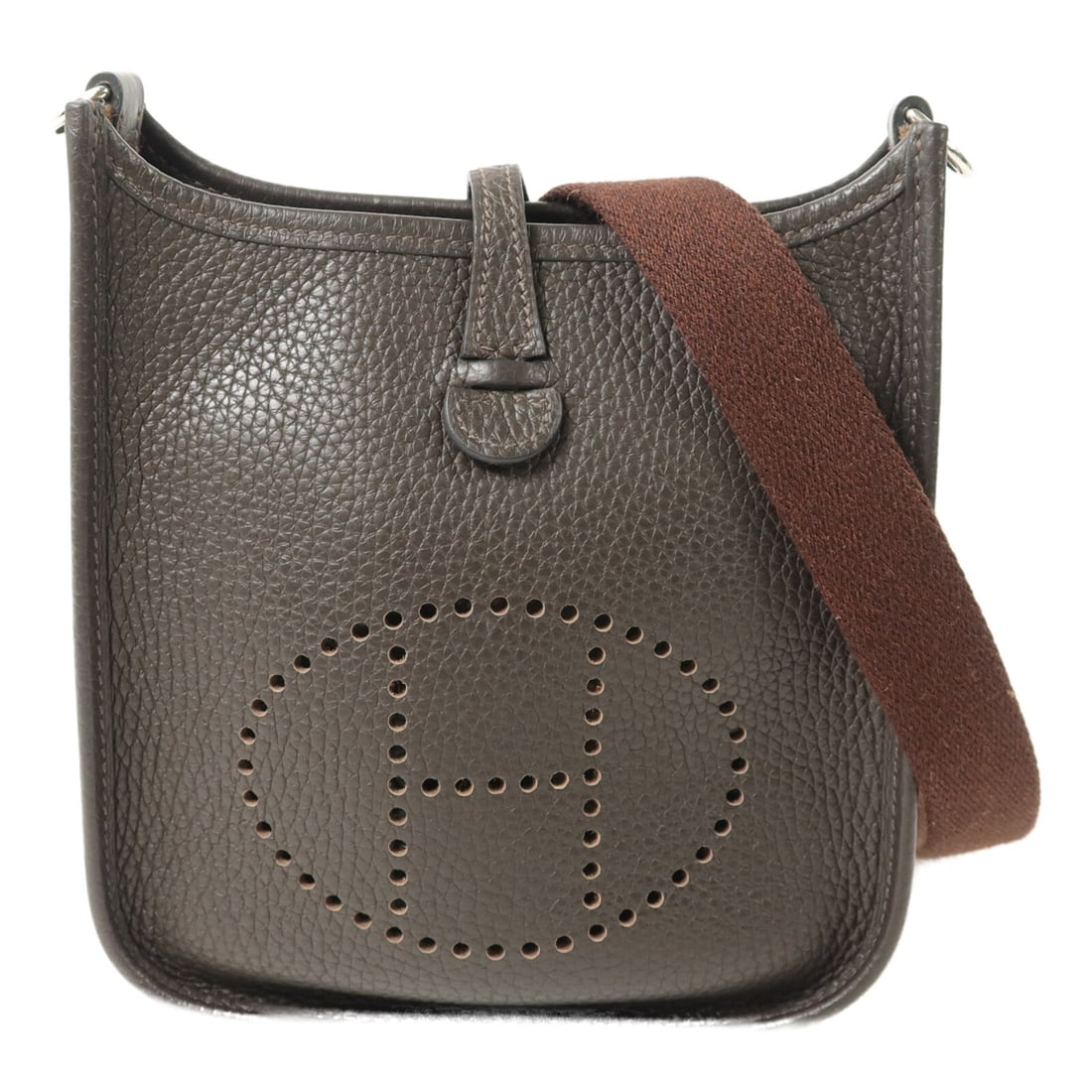 Hermes Evelyne TPM Taurillon Clemence Shoulder Bag Chocolat PHW (1 of 12)