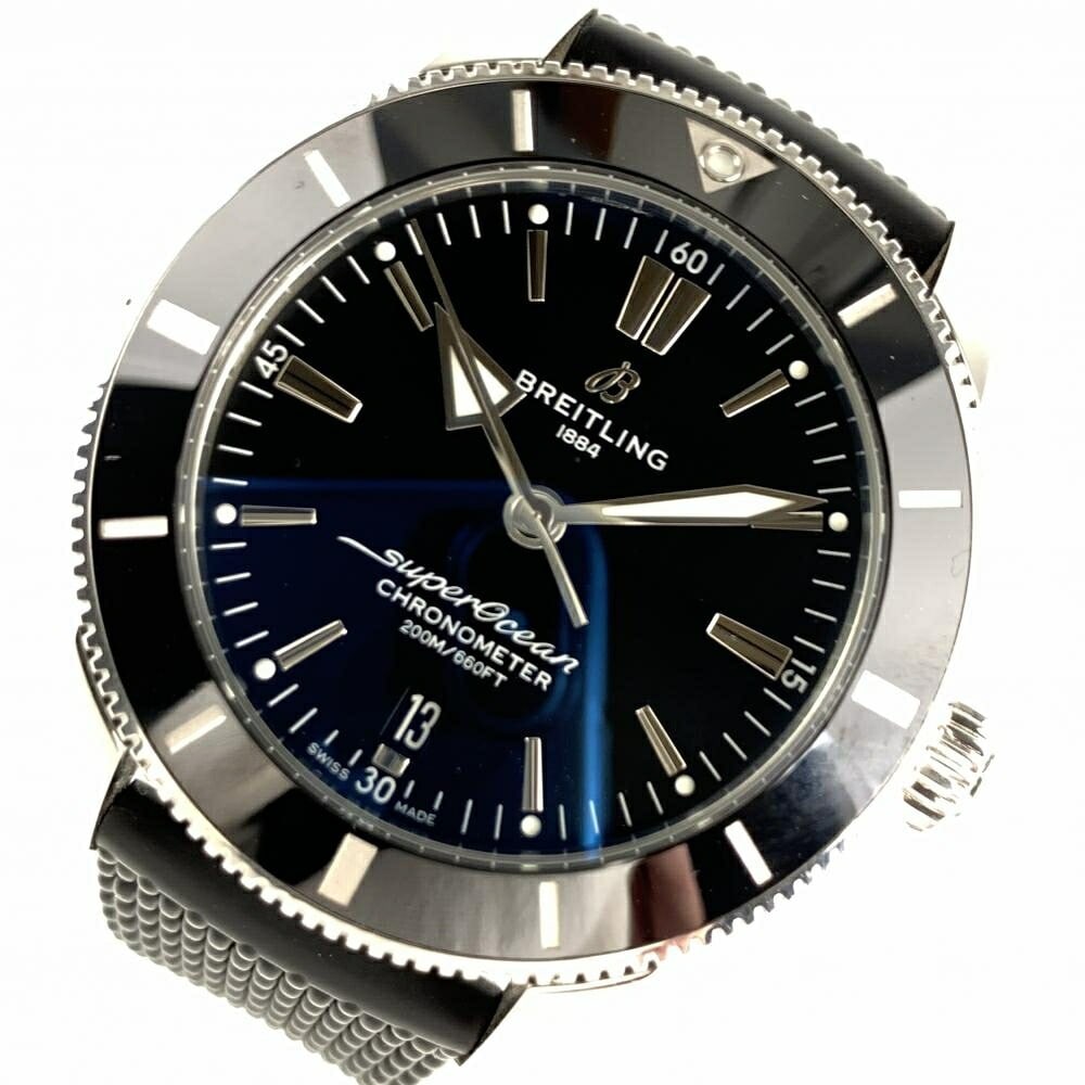 Breitling Superocean Heritage II 44mm mens automatic watch AB2030121B1A1: Breitling Superocean Heritage II 44mm mens automatic watch AB2030121B1A1 Pre-owned Breitling Superocean Heritage II men's wristwatch with a sporty dive-watch design and refined styling. This Swiss-mad