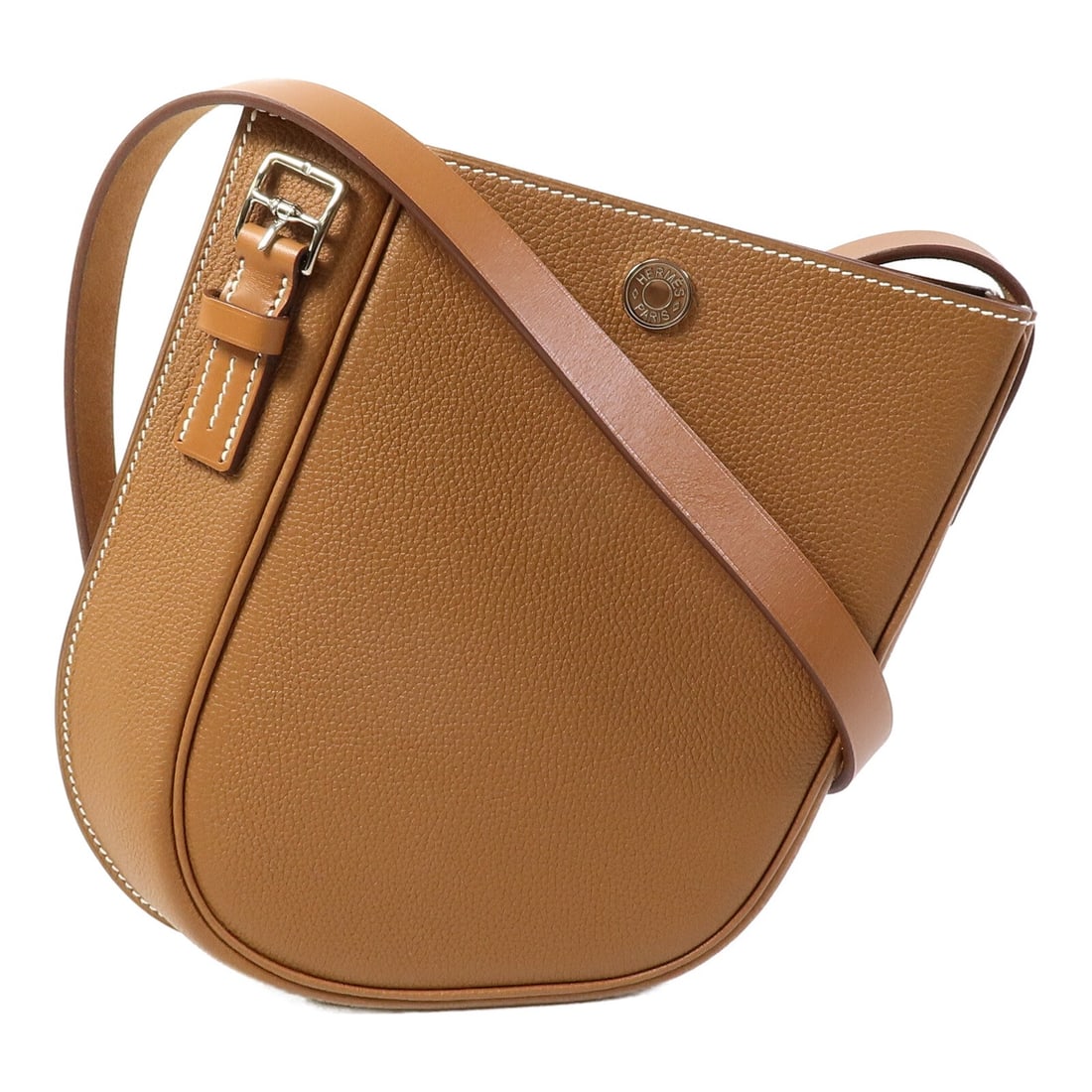 Hermes Vache Shoulder Bag Gold Taurillon Clemence Calfskin PHW: Hermes Vache Shoulder Bag Gold Taurillon Clemence Calfskin PHW Hermes Vache shoulder bag in gold Taurillon Clemence and calfskin with palladium-tone hardware. Made in France, this women's shoulder bag