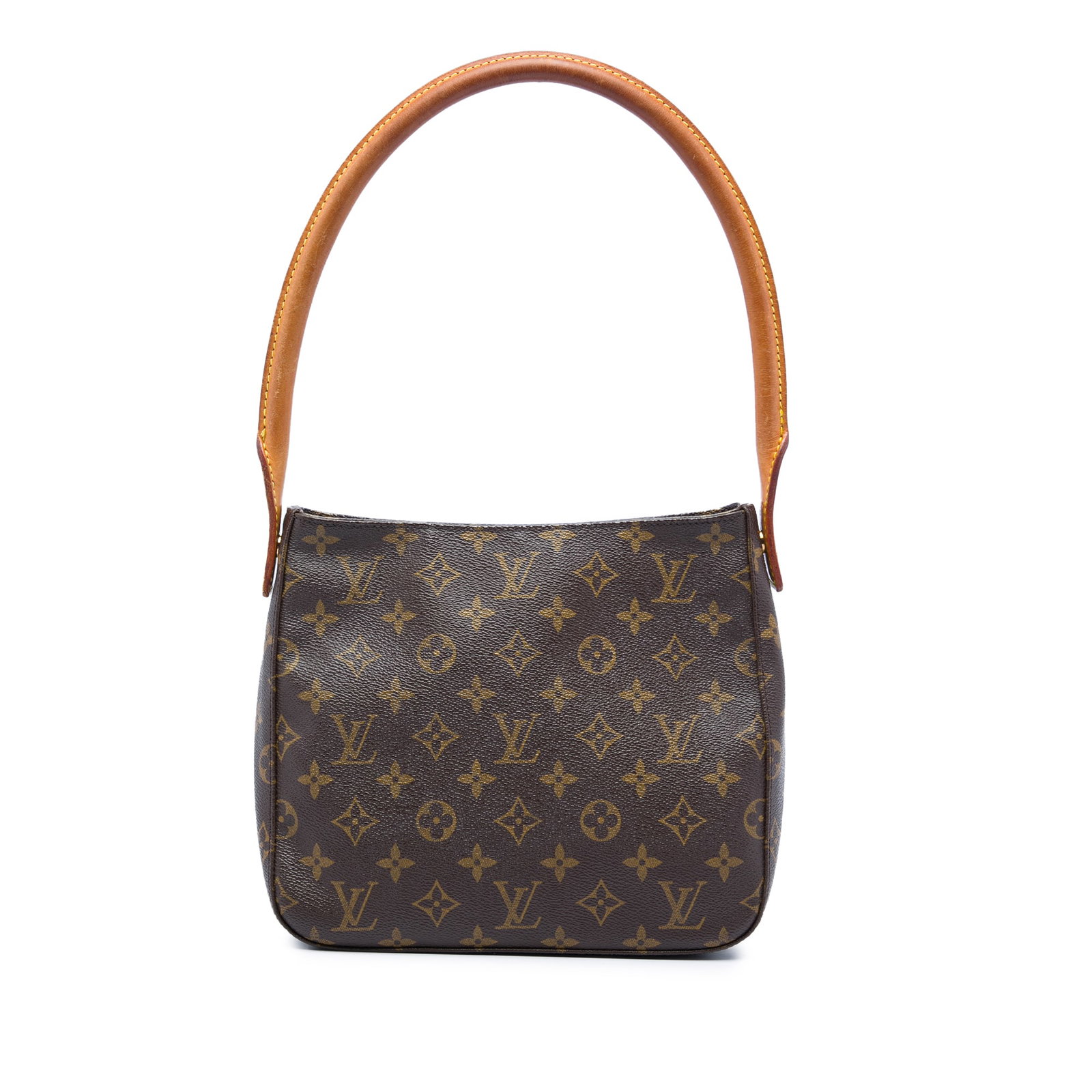 Louis Vuitton Looping MM Monogram Shoulder Bag: Louis Vuitton Looping MM Monogram Shoulder Bag Louis Vuitton Monogram Looping MM shoulder bag with a monogram canvas body, rolled vachetta leather shoulder strap, top zip closure, and interior zip poc