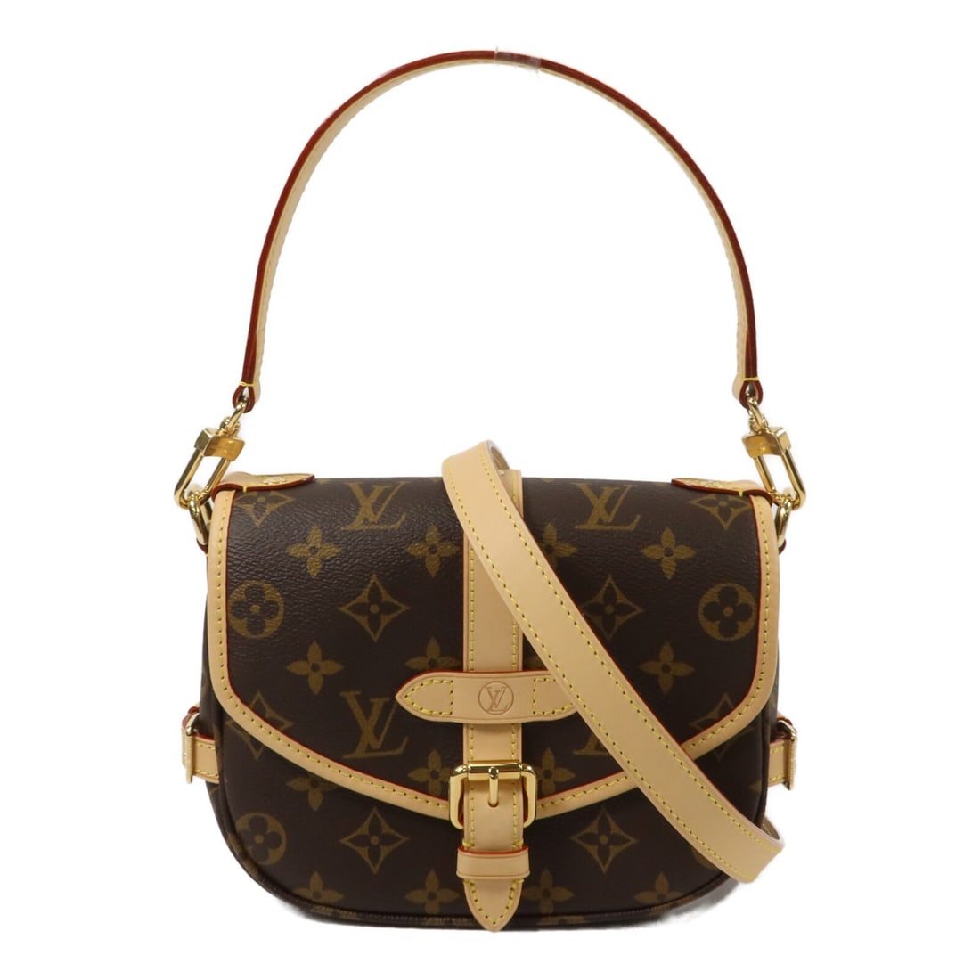 Louis Vuitton M46740 Saumur BB Monogram 2 Way Shoulder Bag: Louis Vuitton M46740 Saumur BB Monogram 2 Way Shoulder Bag Louis Vuitton Saumur BB 2-way shoulder bag in brown Monogram PVC coated canvas. This women's handbag features a magnetic pocket and one exter