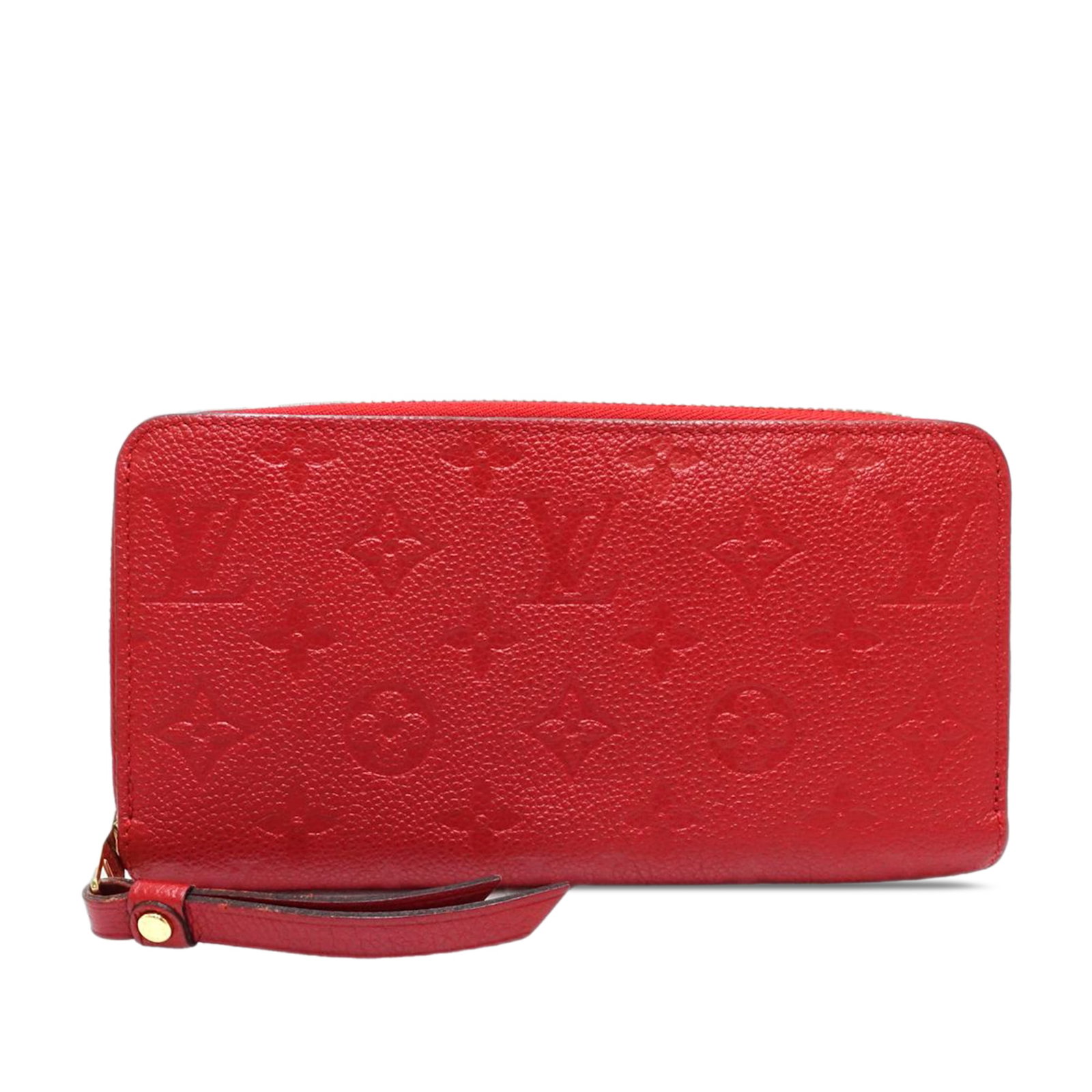 Louis Vuitton Zippy Wallet Monogram Empreinte Red Leather: Louis Vuitton Zippy Wallet Monogram Empreinte Red Leather Louis Vuitton Monogram Empreinte Zippy Wallet in red leather with a zip-around closure, interior zip pocket, and slip pockets. Made in France.