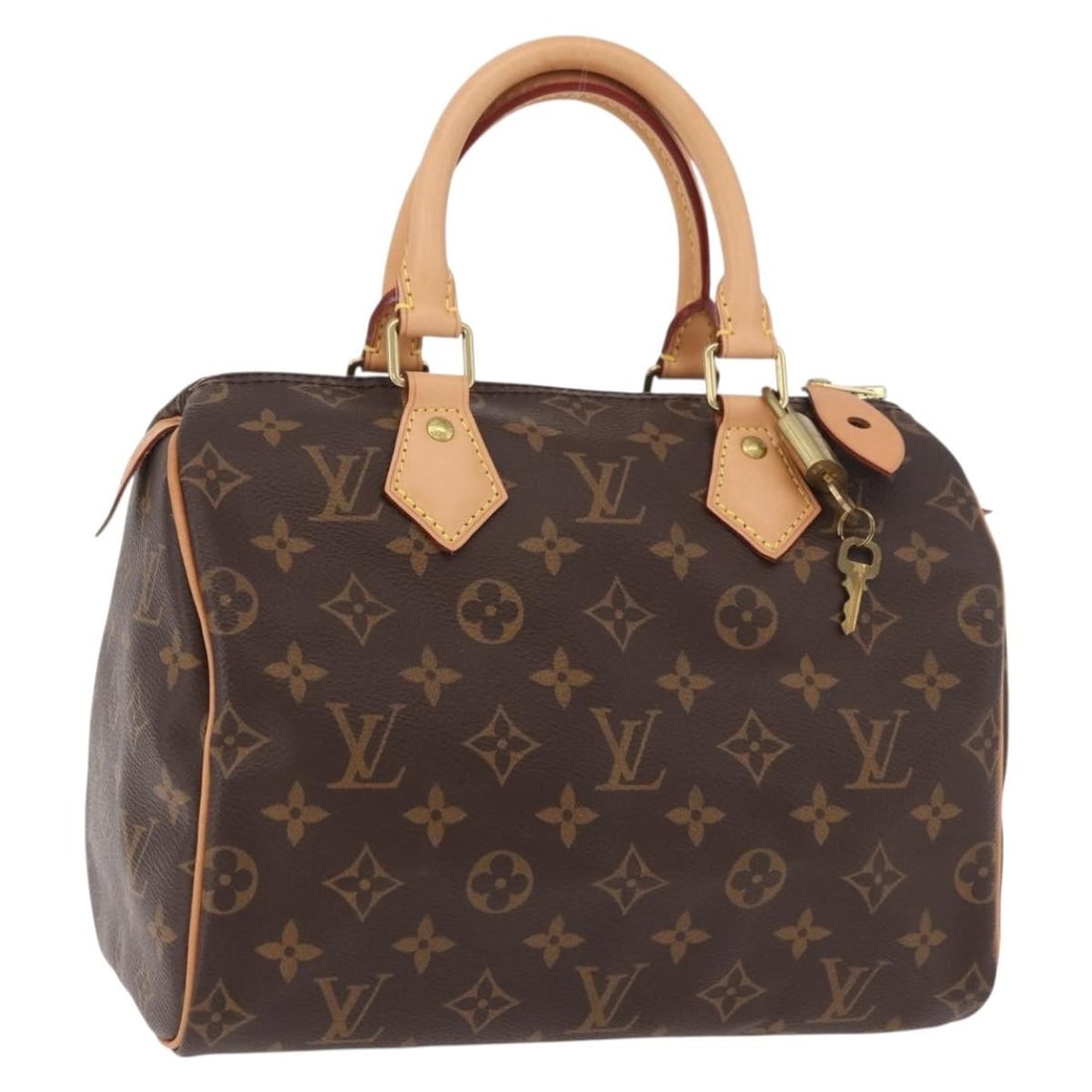 Louis Vuitton M41528 Speedy 25 Monogram Canvas Handbag: Louis Vuitton M41528 Speedy 25 Monogram Canvas Handbag Louis Vuitton Speedy 25 handbag in Monogram canvas, made in France. This women's handbag includes two dust bags, a padlock, two keys, and an inst