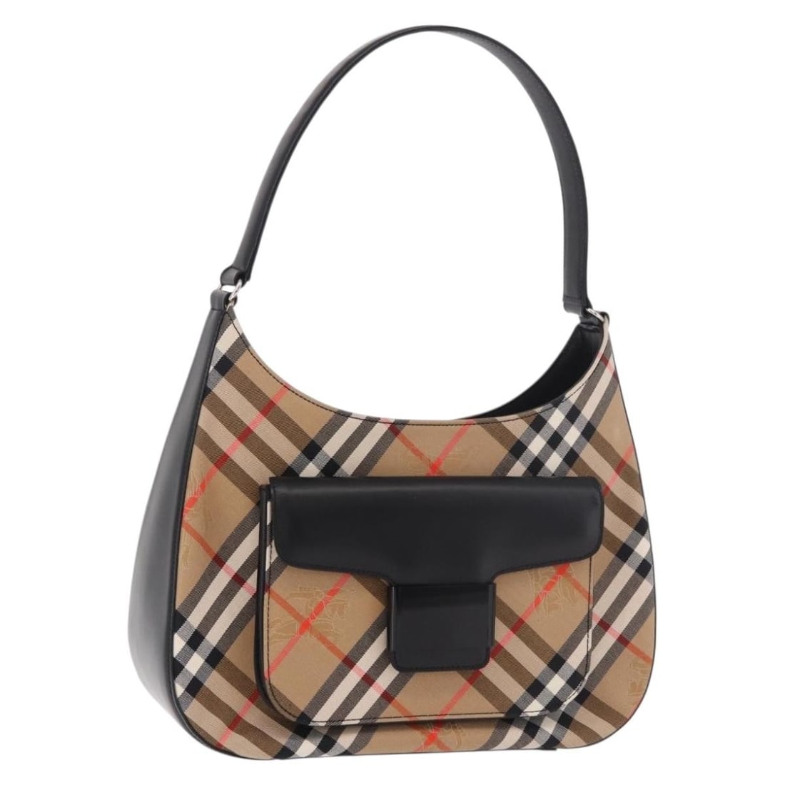 Burberrys Nova Check Canvas Shoulder Bag Beige Silver: Burberrys Nova Check Canvas Shoulder Bag Beige Silver Burberrys shoulder bag in beige, silver, and Nova Check canvas. This women's bag features a classic shoulder silhouette and includes only the item
