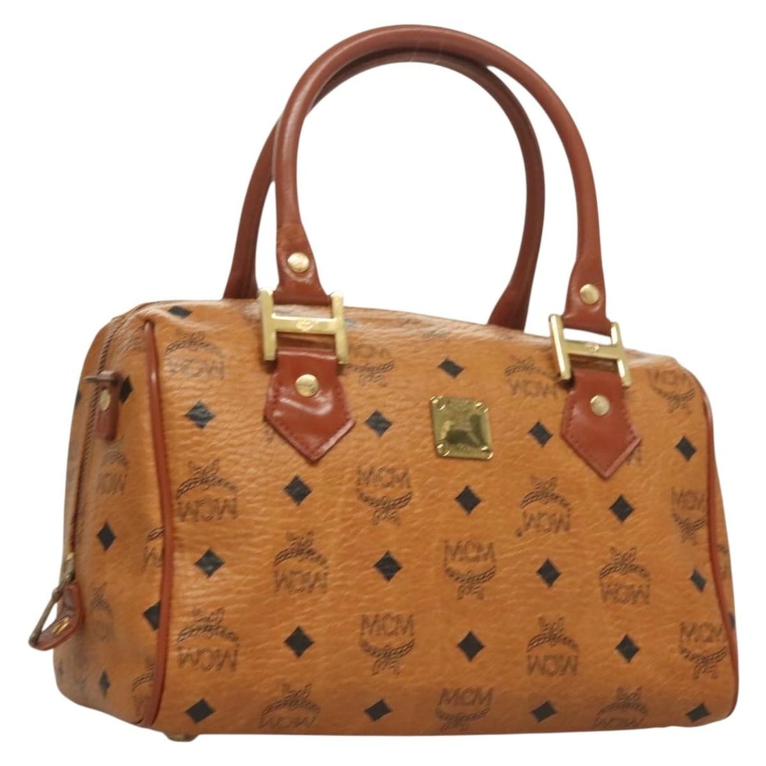 MCM Visetos Brown Canvas Handbag with Leather Accents (1 of 18)