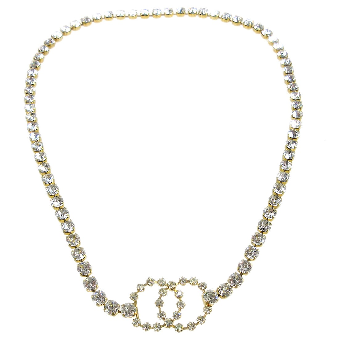 Chanel 95P skinny chain belt gold plated rhinestone CC charm (1 of 4)