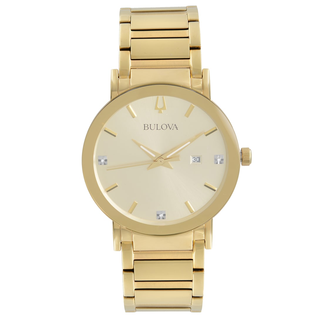Bulova 97D115 Futuro mens quartz watch champagne diamond dial: Bulova 97D115 Futuro mens quartz watch champagne diamond dial Pre-owned Bulova Futuro men's quartz watch with a champagne dial and diamond hour markers. This gold-tone steel wristwatch is in good cond