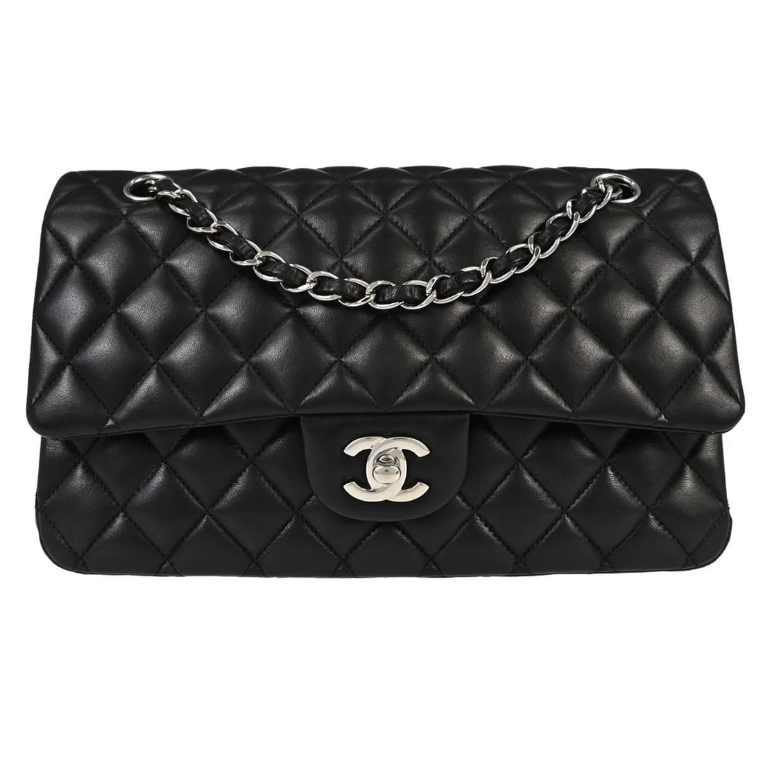 CHANEL Classic Double Flap Medium Shoulder Bag Black Lambskin (1 of 14)