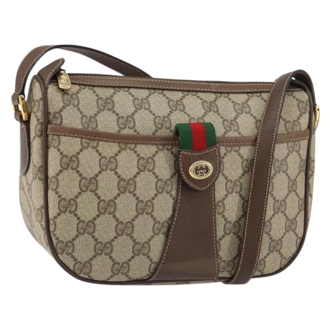 GUCCI GG Supreme Sherry Line Shoulder Bag Beige Gold PVC 89 02 032 Auth: GUCCI GG Supreme Sherry Line Shoulder Bag Beige Gold PVC 89 02 032 Auth Elevate your style with the GUCCI GG Supreme Web Sherry Line Shoulder Bag, expertly crafted in Italy. This elegant bag features 