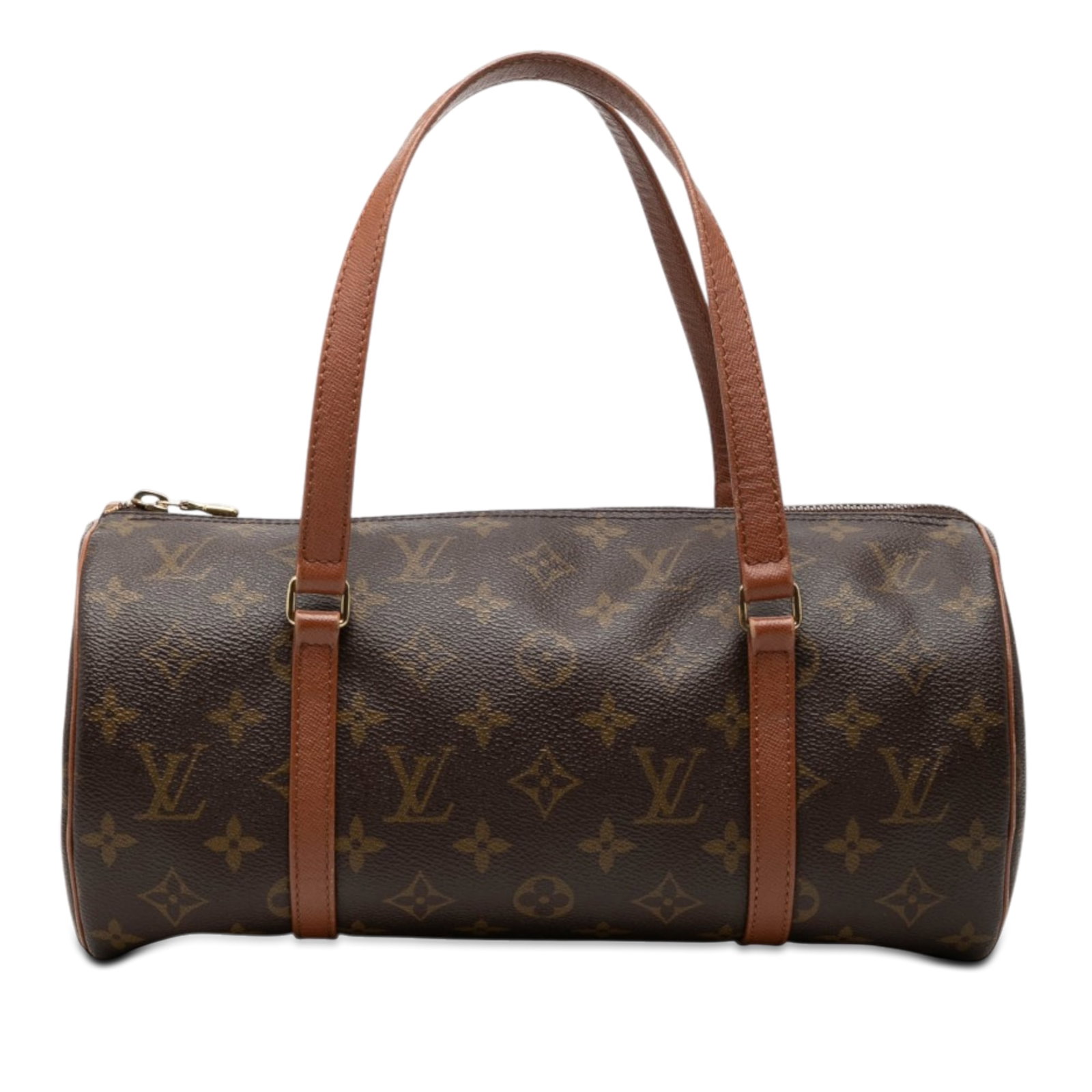 Louis Vuitton Papillon 30 Monogram Canvas Handbag: Louis Vuitton Papillon 30 Monogram Canvas Handbag Louis Vuitton Monogram Papillon 30 handbag with a monogram canvas body, flat leather handles, and a top zip closure. The bag shows noted wear consiste