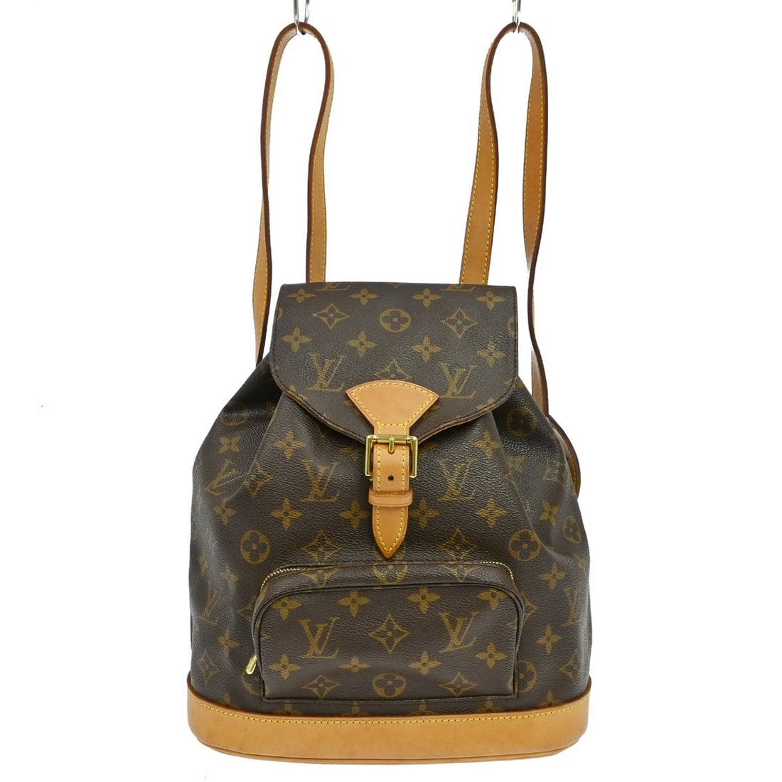 Louis Vuitton Montsouris MM Monogram Canvas Backpack M51136: Louis Vuitton Montsouris MM Monogram Canvas Backpack M51136 Vintage Louis Vuitton Montsouris MM backpack bag in brown monogram canvas with leather trim. This women's backpack features a flap buckle an