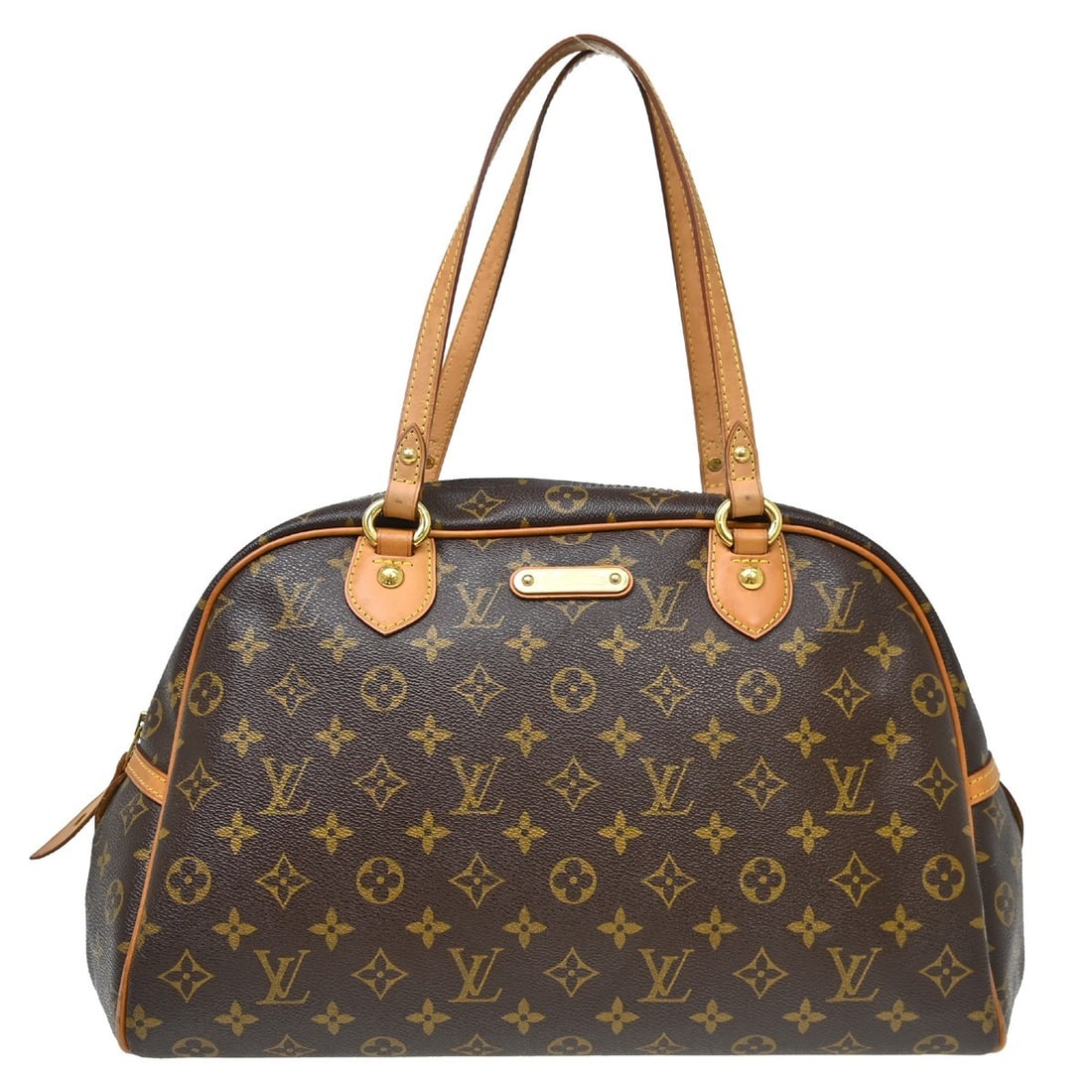 Louis Vuitton Montorgueil GM Monogram Canvas Shoulder Bag M95566: Louis Vuitton Montorgueil GM Monogram Canvas Shoulder Bag M95566 Vintage Louis Vuitton Montorgueil GM shoulder bag in brown monogram canvas with leather trim and double handles. This zip-top bag featu