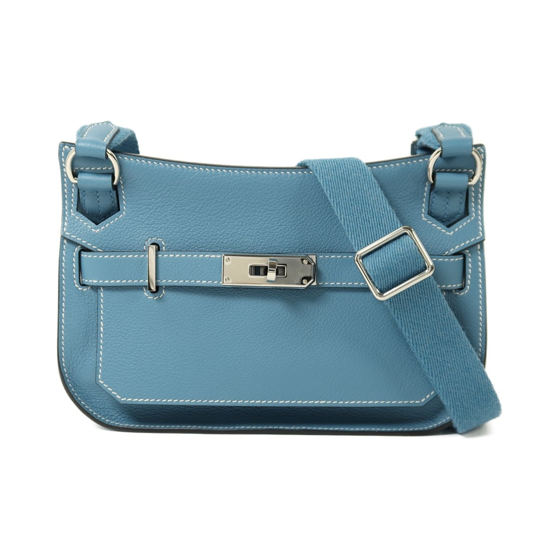 Hermes Mini Jypsiere Shoulder Bag Evercolor Calfskin Blue Jean PHW: Hermes Mini Jypsiere Shoulder Bag Evercolor Calfskin Blue Jean PHW Hermes PHW Mini Jypsiere Shoulder Bag in Evercolor leather and calfskin (cowhide) with a blue exterior. This women's shoulder bag is 