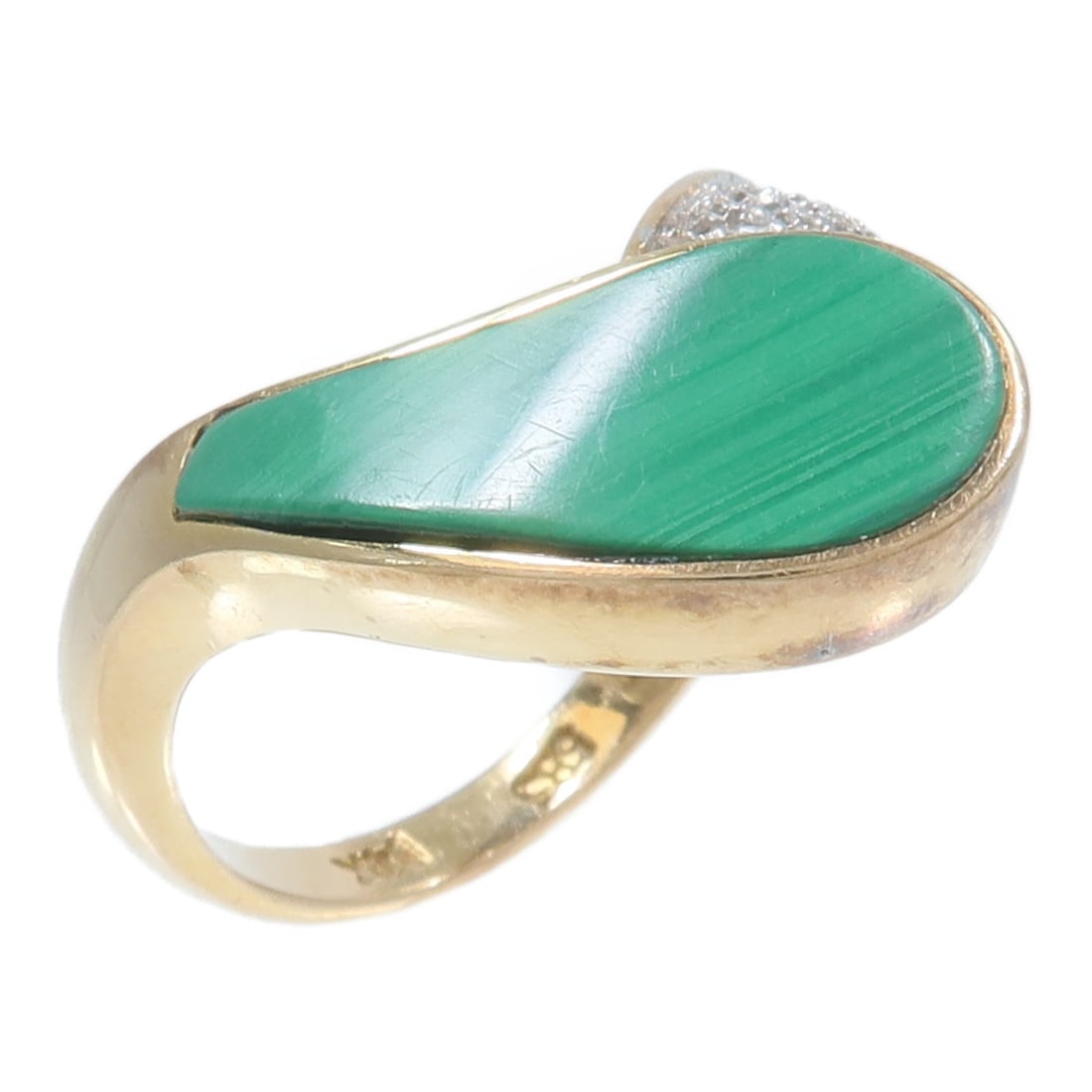 18K Yellow White Gold Maiachite Ring Size 6.25 (1 of 8)