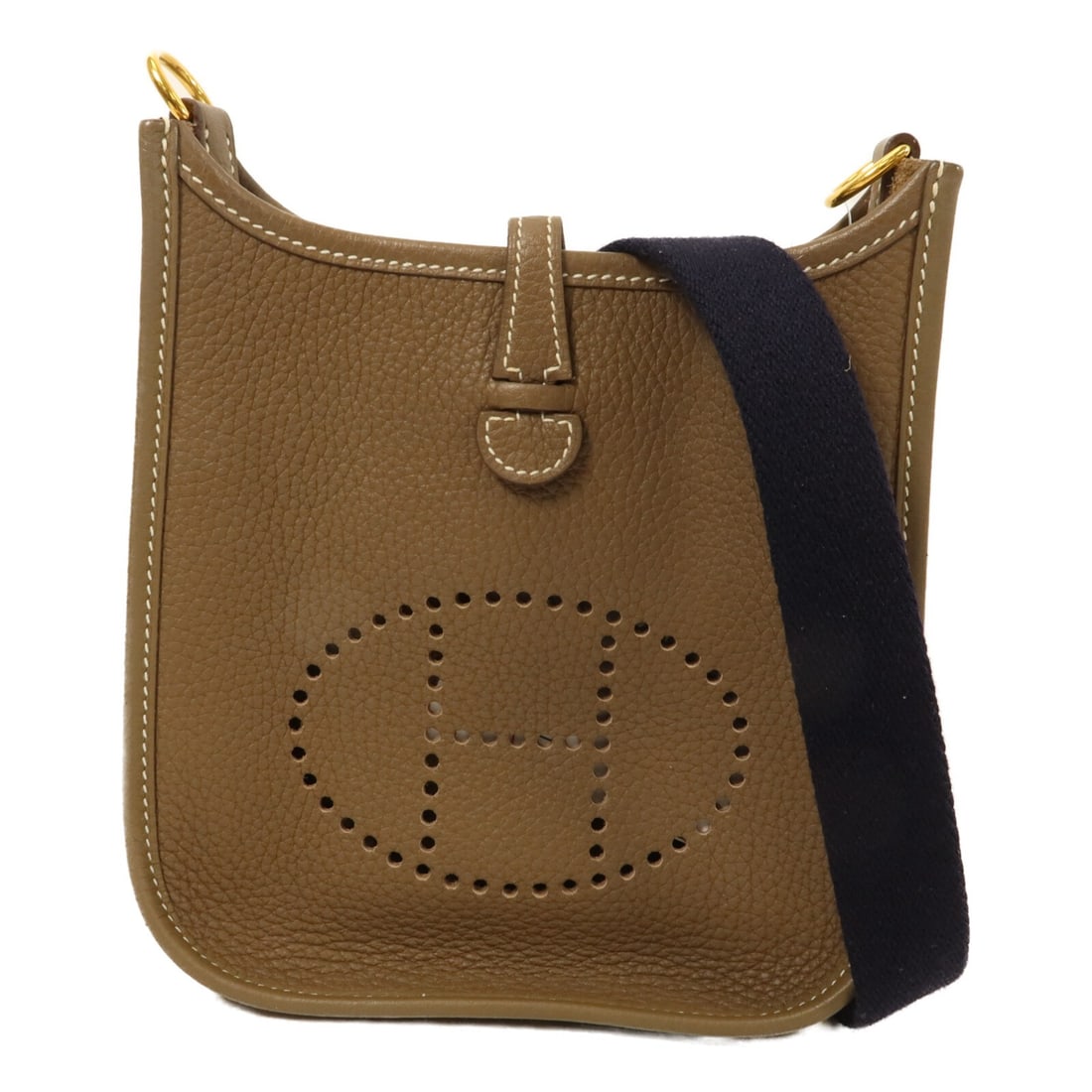 Hermes Evelyne TPM Taurillon Clemence Shoulder Bag Etoupe: Hermes Evelyne TPM Taurillon Clemence Shoulder Bag Etoupe Hermes Evelyne TPM shoulder bag in Etoupe Taurillon Clemence leather with gold-tone hardware. Made in France, this women's shoulder bag includ
