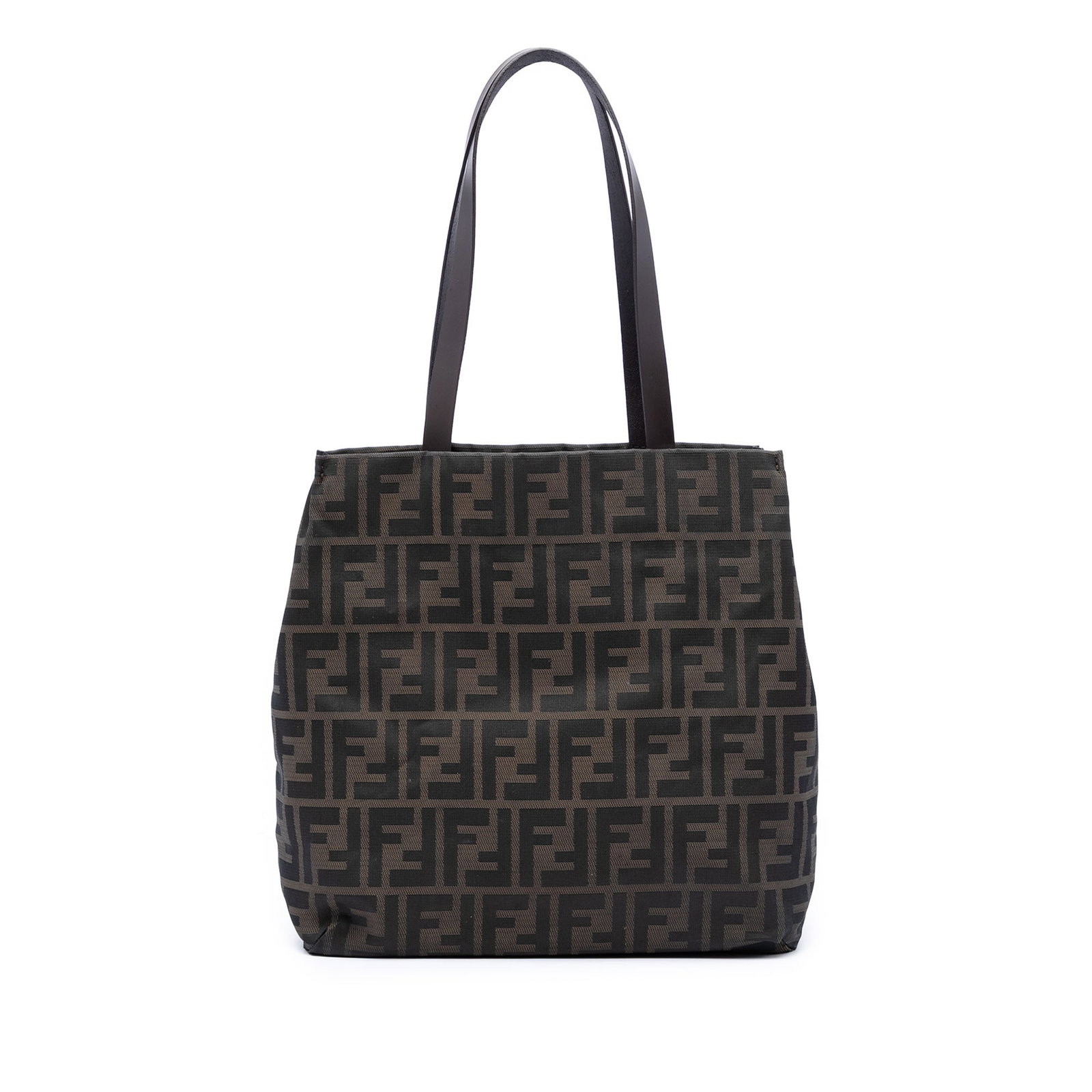 Fendi Zucca Brown Canvas Tote Bag: Fendi Zucca Brown Canvas Tote Bag Fendi Zucca Canvas Tote with a canvas body, flat leather straps, an open top, and an interior zip pocket. The leather zipper pull has been repainted. Condition is B+ 