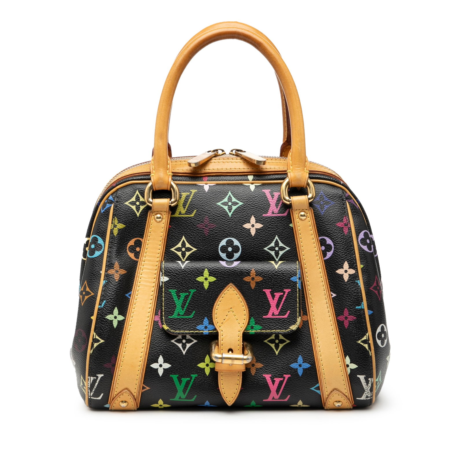 Louis Vuitton Priscilla Black Multicolore Monogram Canvas Bag with Leather Trim (1 of 7)