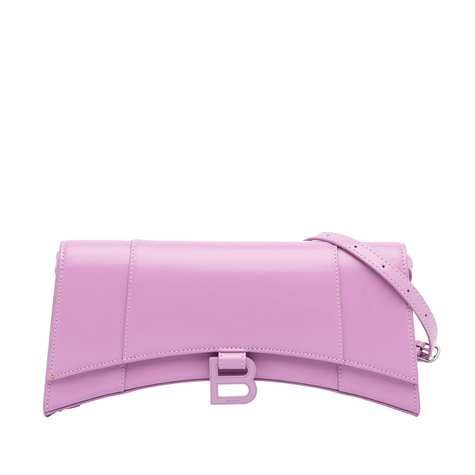Balenciaga Hourglass Stretch Pink Leather Bag: Balenciaga Hourglass Stretch Pink Leather Bag The Balenciaga Hourglass Stretch is a stylish bag crafted from high-quality leather. It features a sleek design with a flat leather strap and a convenient