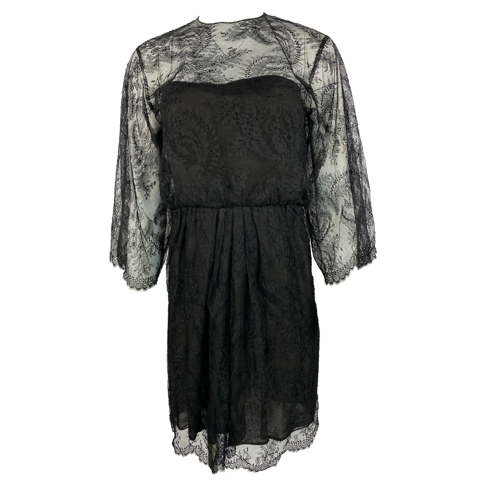 Oscar de la Renta floral lace mini dress with flare sleeves (1 of 8)