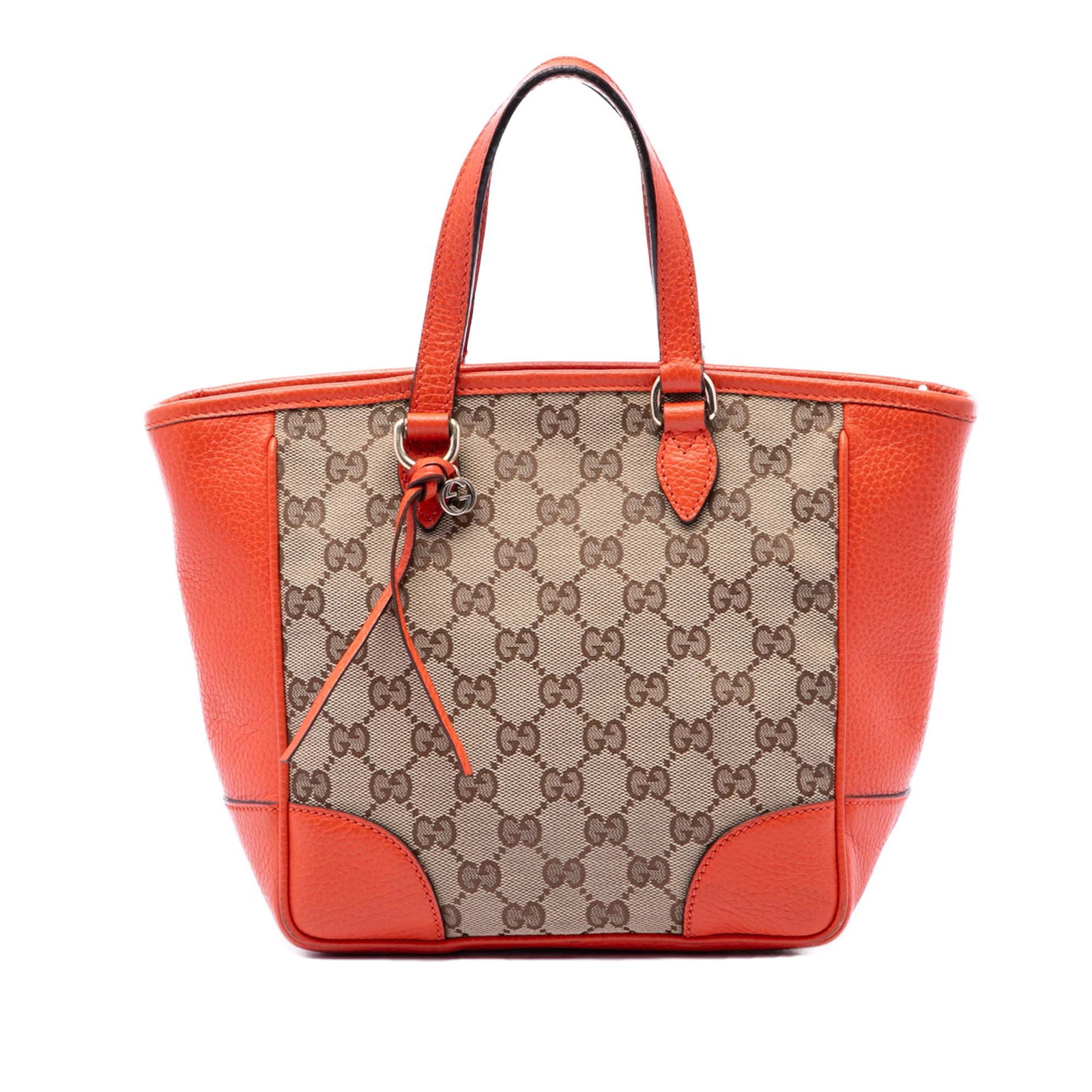 Gucci Bree Small Satchel in GG Canvas with Leather Trim: Gucci Bree Small Satchel in GG Canvas with Leather Trim Gucci Small GG Canvas Bree Satchel with leather trim, flat leather handles, a top zip closure, and interior zip and slip pockets. Made in Italy.