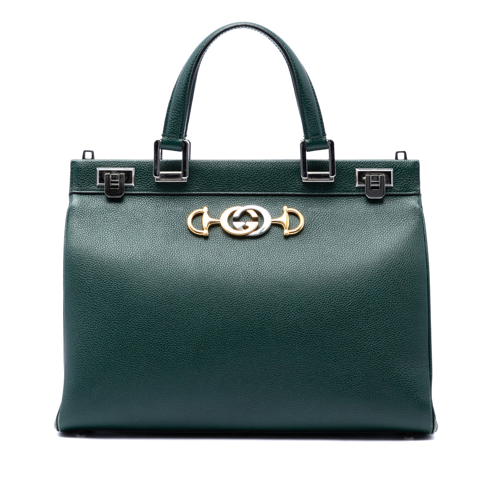 Gucci Zumi Medium Top Handle Bag in Green Calfskin (1 of 6)