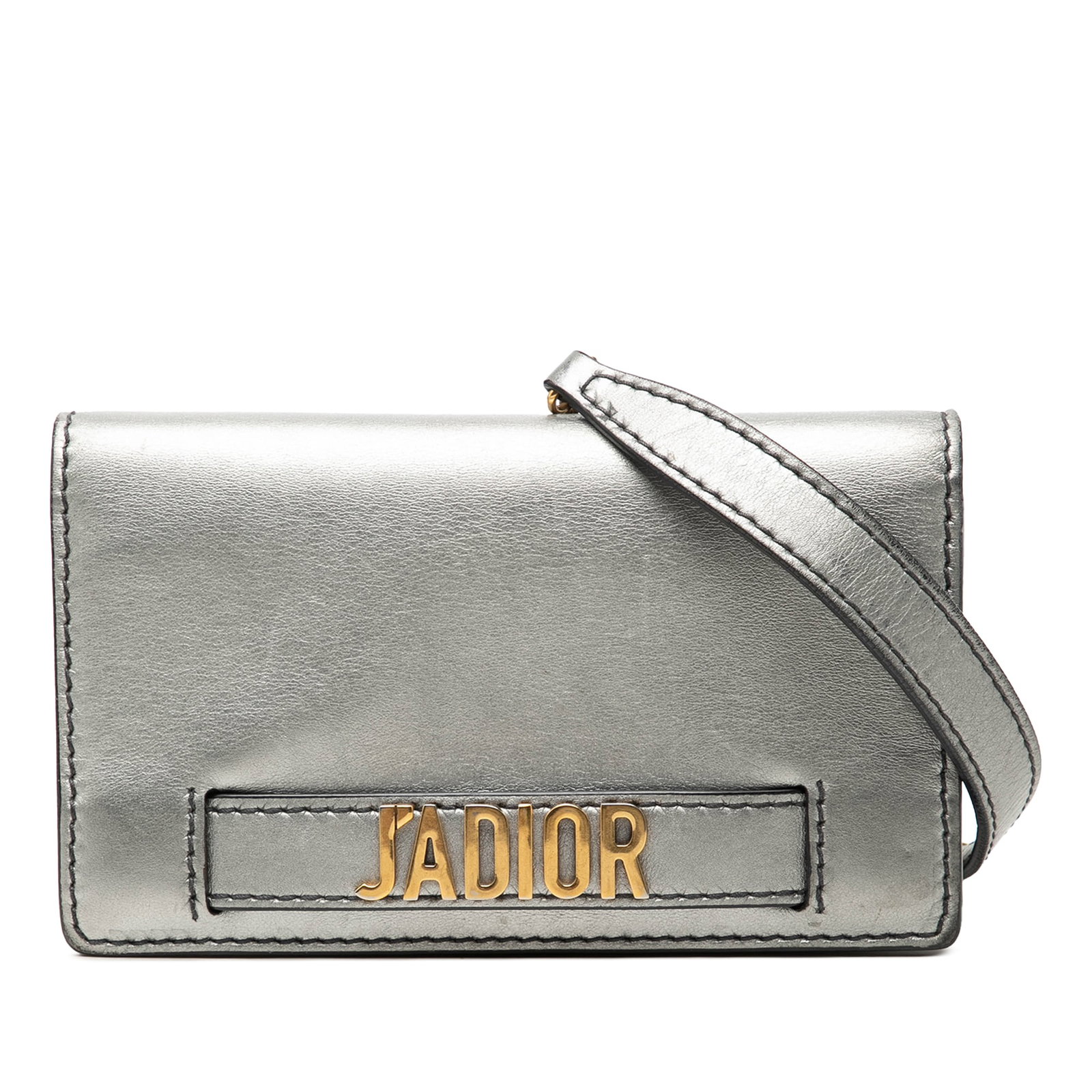Dior JAdior metallic calfskin chain clutch bag silver: Dior JAdior metallic calfskin chain clutch bag silver Dior JAdior clutch with chain in silver metallic calfskin leather. This bag features a detachable chain link shoulder strap with leather guard, a 