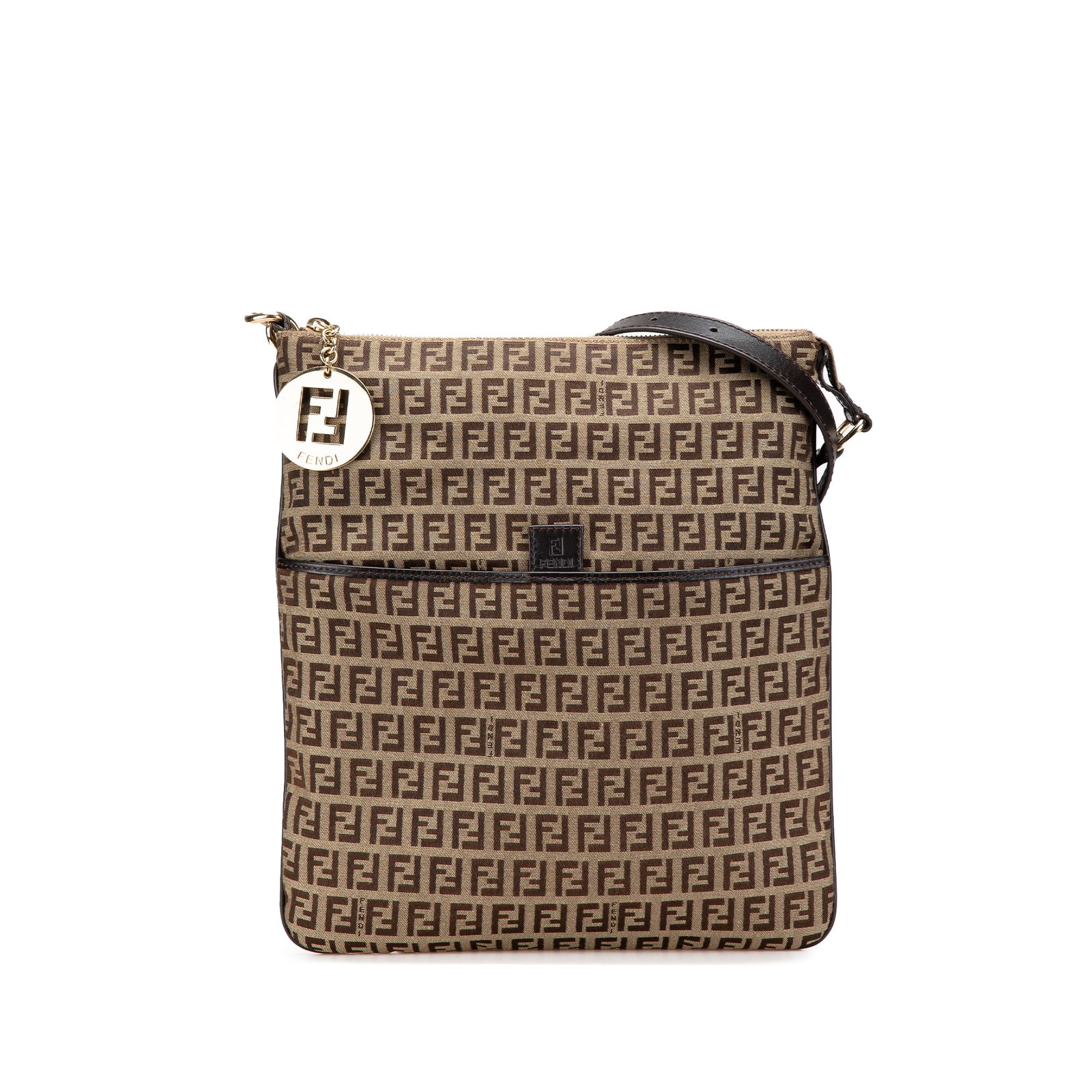 Fendi Zucchino Canvas Crossbody Bag Brown Fabric Italy: Fendi Zucchino Canvas Crossbody Bag Brown Fabric Italy The Fendi Zucchino Canvas Crossbody bag combines style and functionality with its durable canvas body. This chic bag features an adjustable flat 