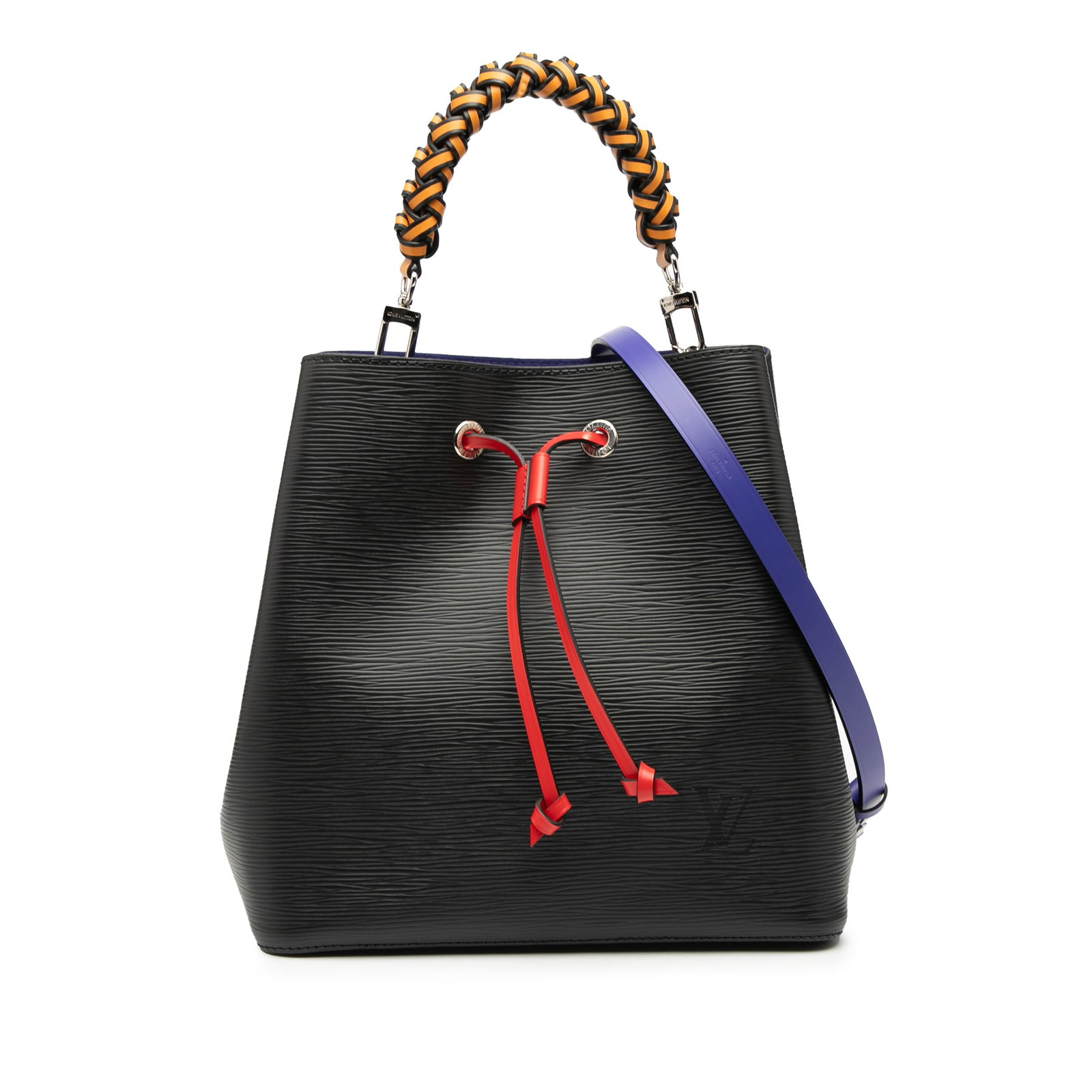Louis Vuitton Neonoe MM Epi Tricolor Braided Leather Bag: Louis Vuitton Neonoe MM Epi Tricolor Braided Leather Bag The Louis Vuitton Epi Braided Neonoe MM is a stylish and practical bag crafted from high-quality epi leather. This versatile bag features a det