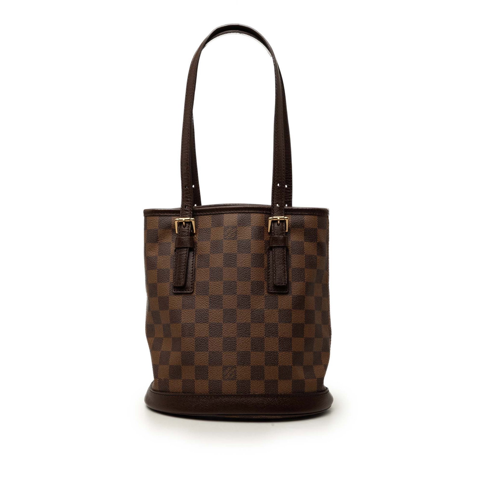 Louis Vuitton Marais Shoulder Bag in Damier Ebene Canvas: Louis Vuitton Marais Shoulder Bag in Damier Ebene Canvas Louis Vuitton Damier Ebene Marais bag crafted with a damier canvas body and leather trim. It features adjustable flat leather shoulder straps, 