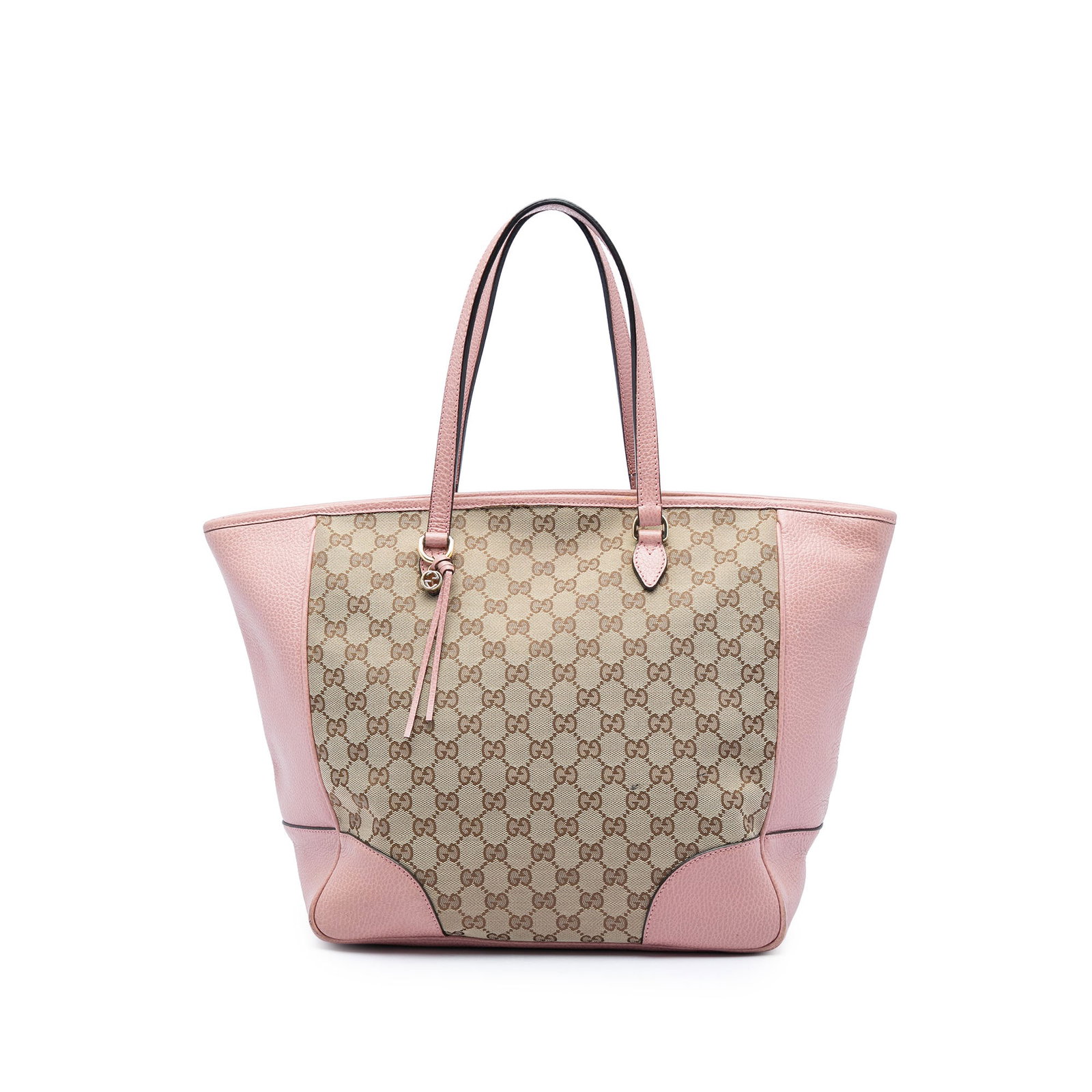 Gucci Bree GG Canvas Tote Bag with Zip Top: Gucci Bree GG Canvas Tote Bag with Zip Top Gucci GG Canvas Bree zippered tote with leather trim and flat leather handles. The bag features a top zip closure and an interior with zip and slip pockets. 