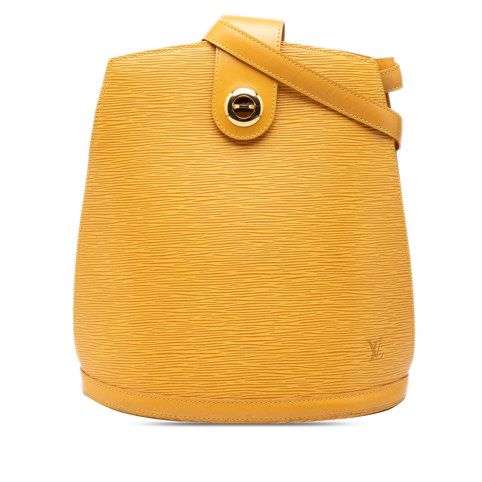 Louis Vuitton Epi Cluny Yellow Leather Shoulder Bag: Louis Vuitton Epi Cluny Yellow Leather Shoulder Bag This Louis Vuitton Epi Cluny bag features a structured epi leather body in yellow, complemented by an adjustable shoulder strap and a top strap with