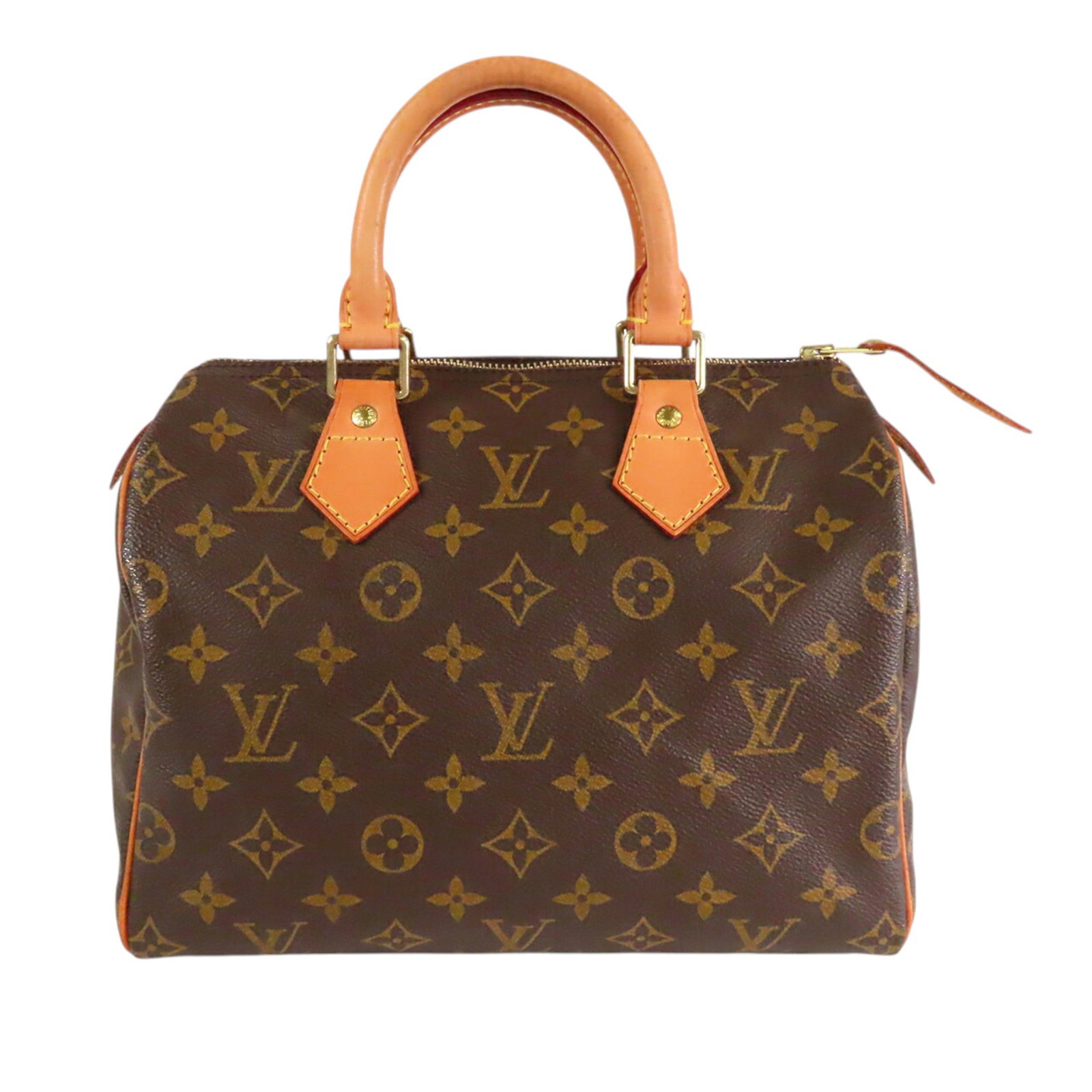 Louis Vuitton Speedy 25 Monogram Canvas Handbag: Louis Vuitton Speedy 25 Monogram Canvas Handbag Louis Vuitton Monogram Speedy 25 handbag with a monogram canvas body, rolled leather handles, top zip closure, and an interior slip pocket. Made in Fran