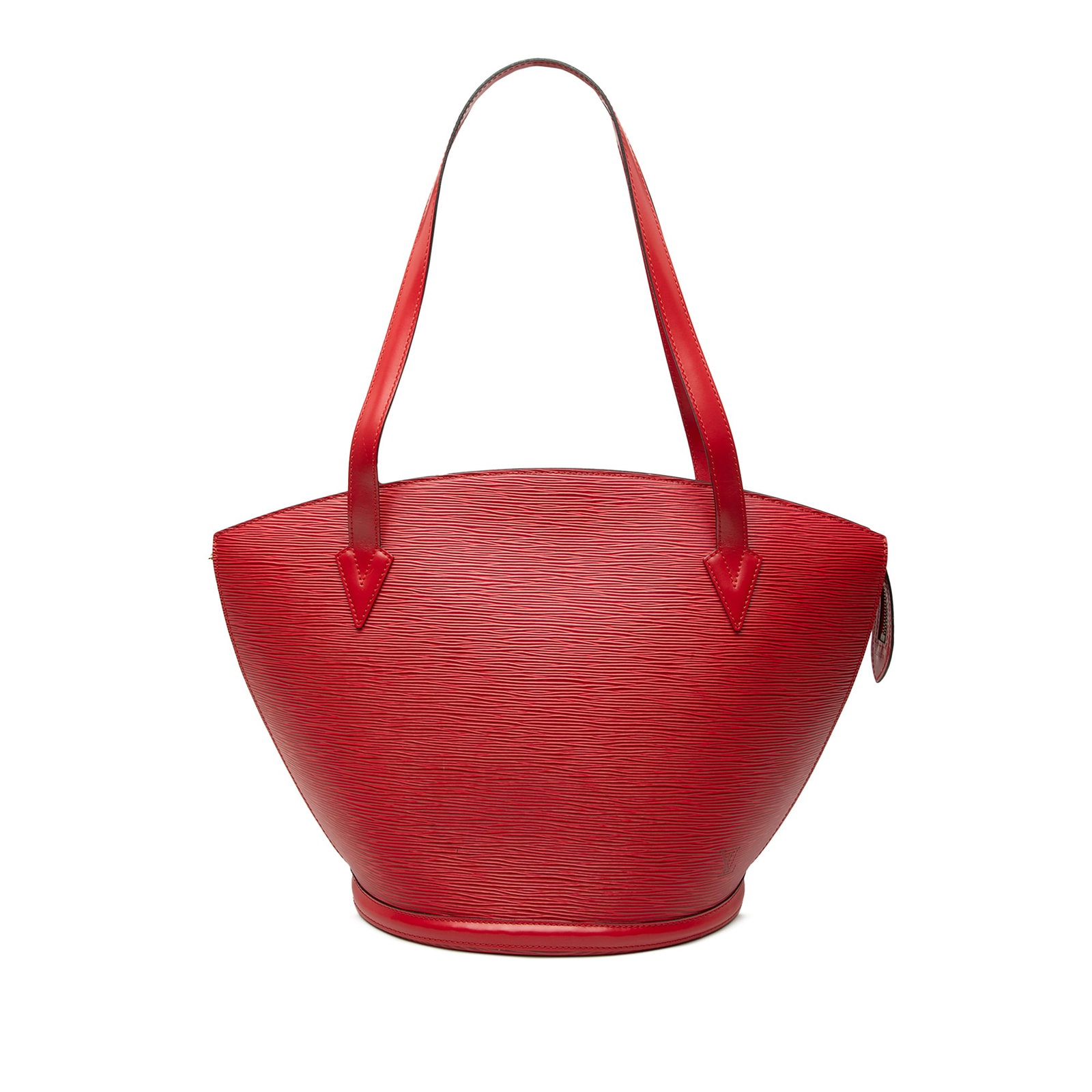 Louis Vuitton Epi Leather Saint Jacques GM Shoulder Bag Red France: Louis Vuitton Epi Leather Saint Jacques GM Shoulder Bag Red France This Louis Vuitton Epi Saint Jacques GM Long Strap bag features a distinctive red epi leather body with flat leather handles and a to