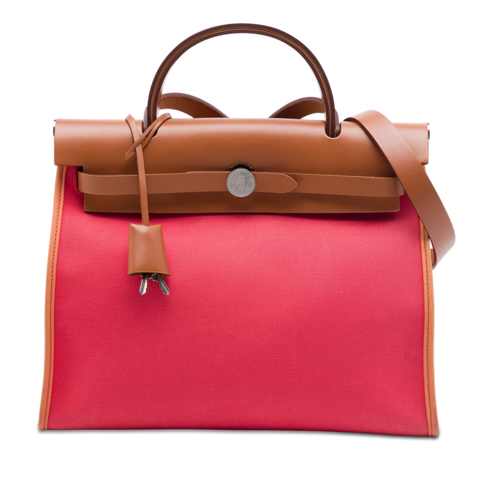 Hermes Herbag Zip 31 Pink Fabric Shoulder Bag: Hermes Herbag Zip 31 Pink Fabric Shoulder Bag Hermes Herbag Zip 31 in pink fabric with a structured silhouette and practical everyday design. This bag features a flat leather top handle, a flat leathe