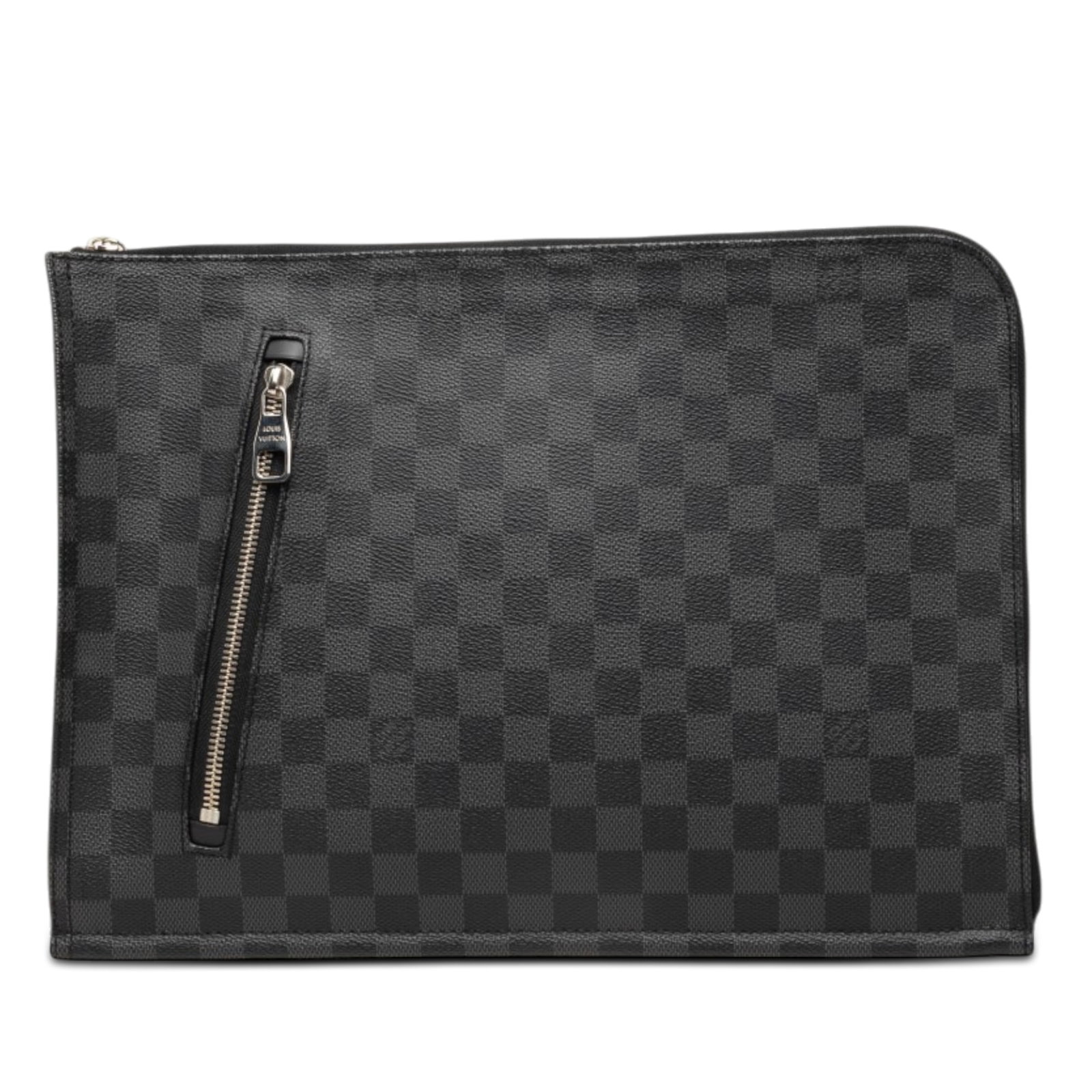 Louis Vuitton Damier Graphite zip portfolio document bag: Louis Vuitton Damier Graphite zip portfolio document bag Louis Vuitton Damier Graphite Poche Documents Portfolio in black fabric with a zip-around closure, exterior front zip pocket, and interior zip 