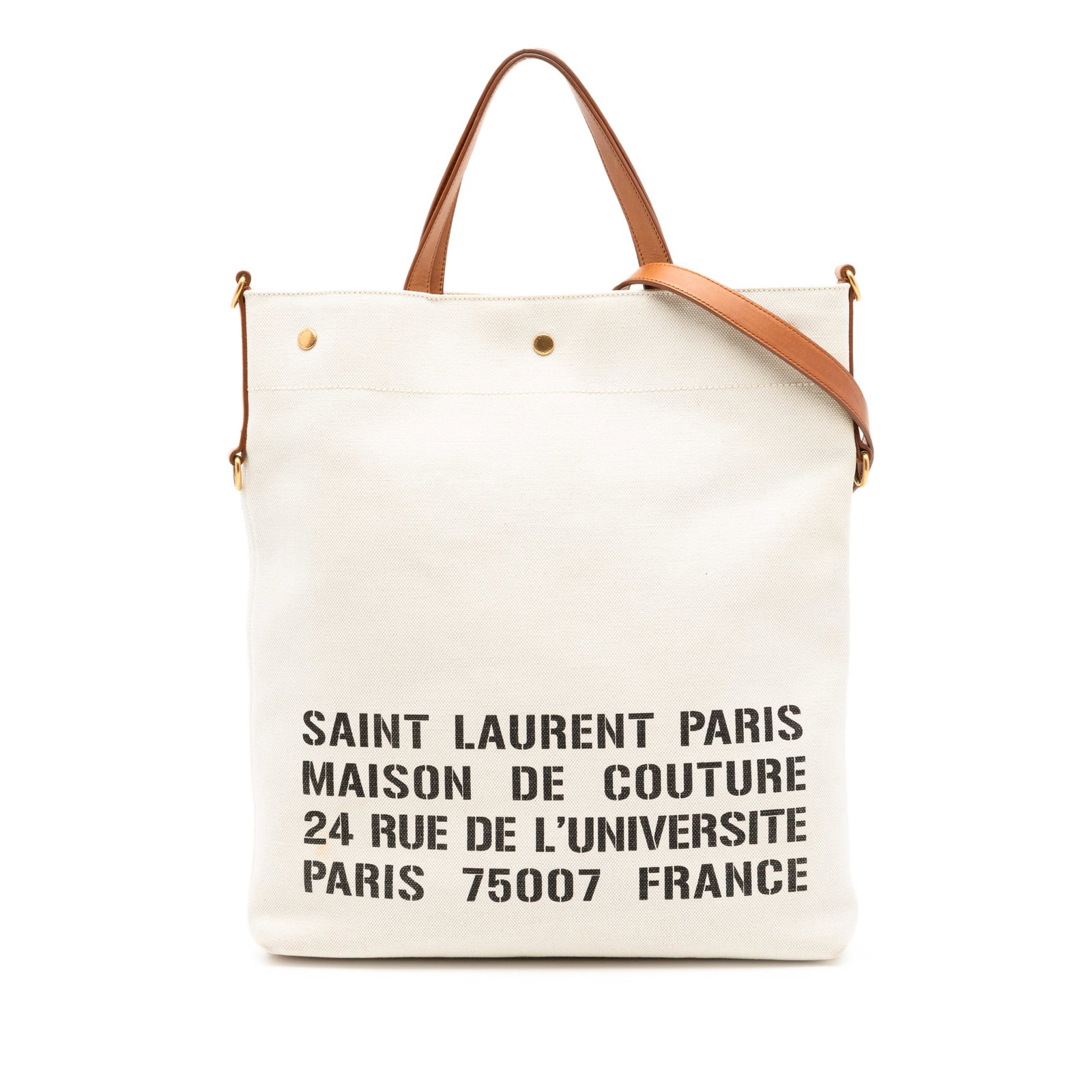 Saint Laurent Canvas Convertible Tote Bag with Stencil Logo (1 of 7)