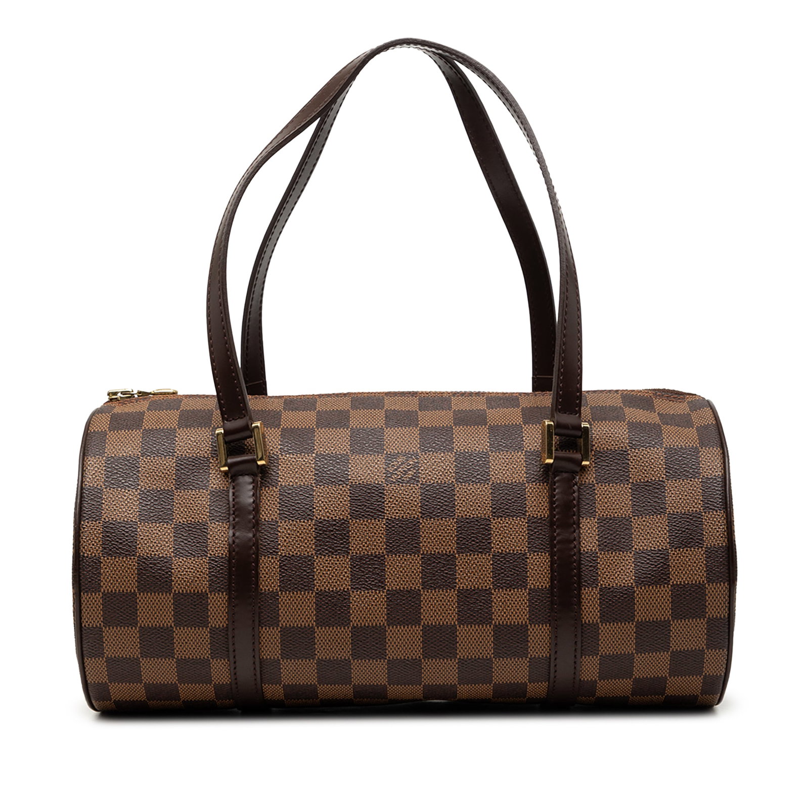 Louis Vuitton Papillon 30 Damier Ebene shoulder bag: Louis Vuitton Papillon 30 Damier Ebene shoulder bag Louis Vuitton Damier Ebene Papillon 30 handbag with a Damier Ebene canvas body, leather trim, flat leather shoulder straps, and a top zip closure. T