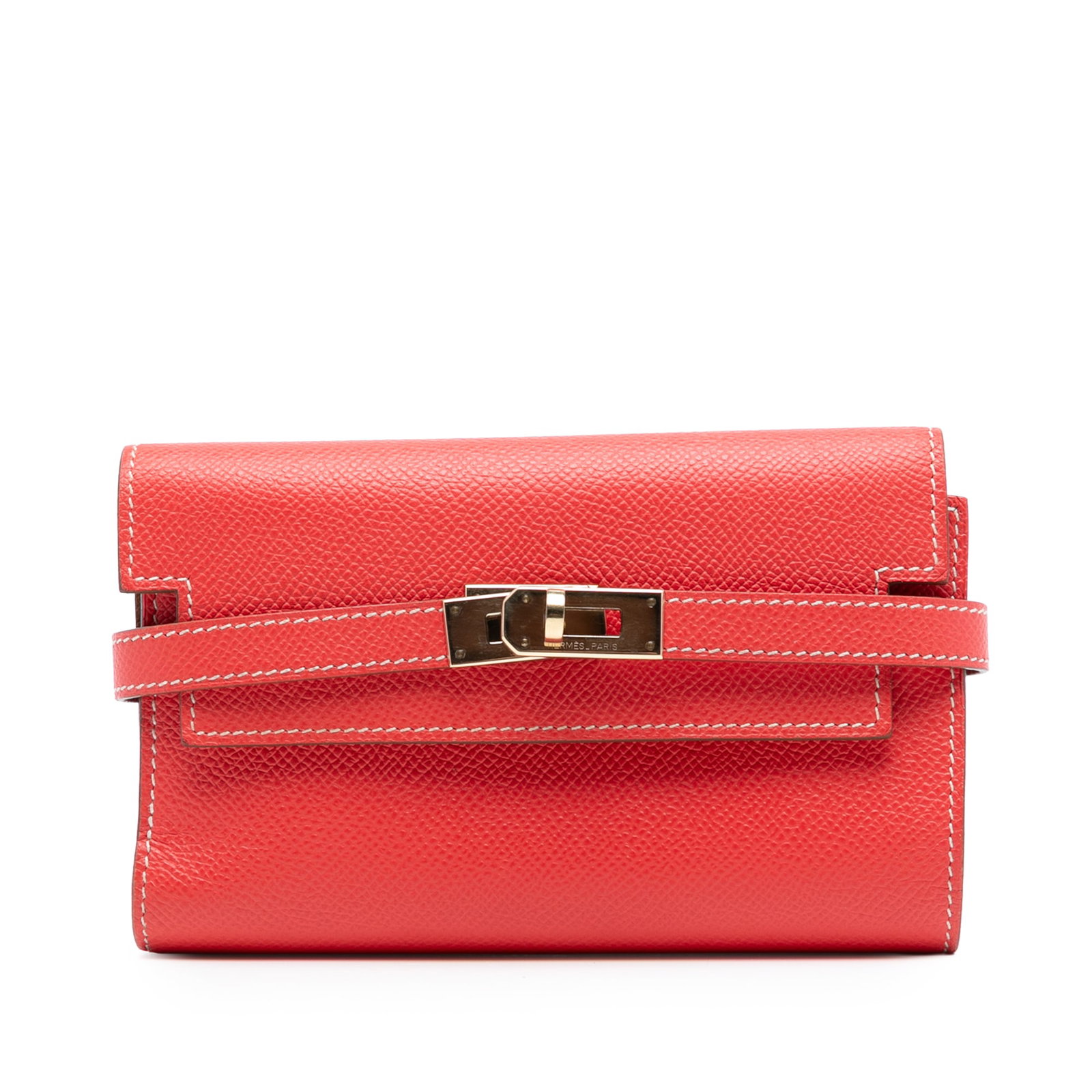 Hermes Kelly Depliant Epsom Leather Long Wallet in Rose Jaipur: Hermes Kelly Depliant Epsom Leather Long Wallet in Rose Jaipur This Kelly long wallet is crafted from Epsom leather in Rose Jaipur with a Gold leather interior. It features a front flap and turn lock 
