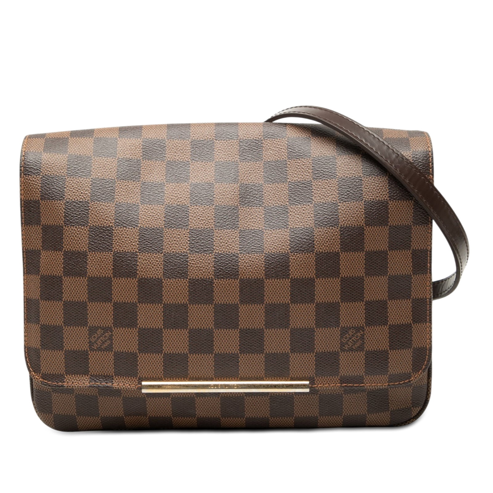 Louis Vuitton Hoxton GM Damier Ebene shoulder bag brown: Louis Vuitton Hoxton GM Damier Ebene shoulder bag brown Louis Vuitton Damier Ebene Hoxton GM shoulder bag crafted with a damier canvas body and leather trim. It features an adjustable flat strap, a fr